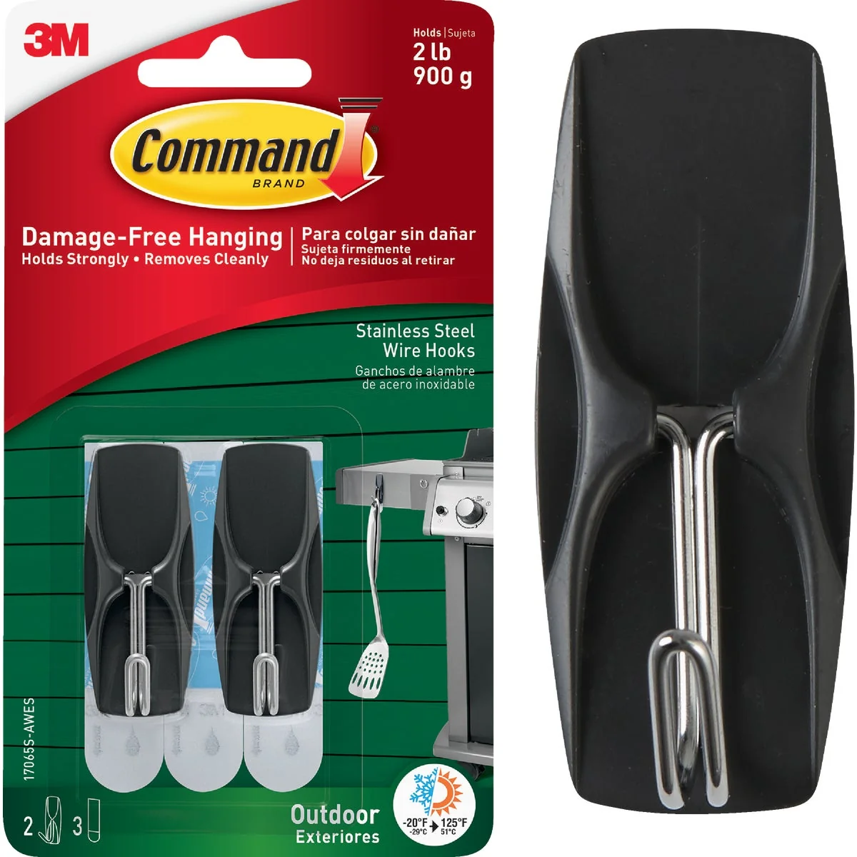 Traditional 3M Command Stainless Steel Outdoor Wire Hook 2-Pack Healthy