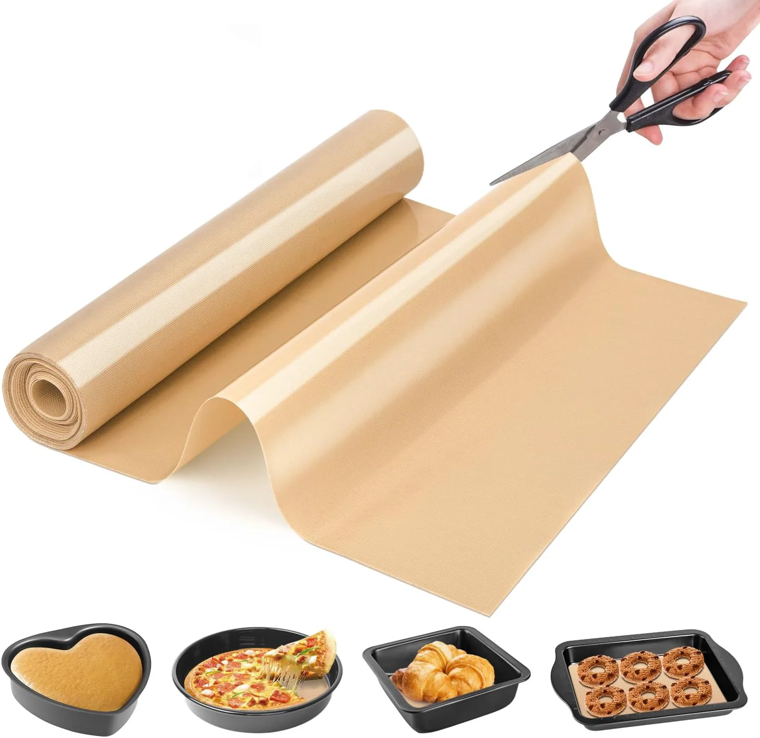 Flexible Silicone Baking Mat Roll - German Silicone Mat for Baking - Non Stick Silicone Pastry Mat Non-slip Silicone Counter Mat Reusable Air Fryer Liner Oven Liner Mat ze Dryer Mat Practical