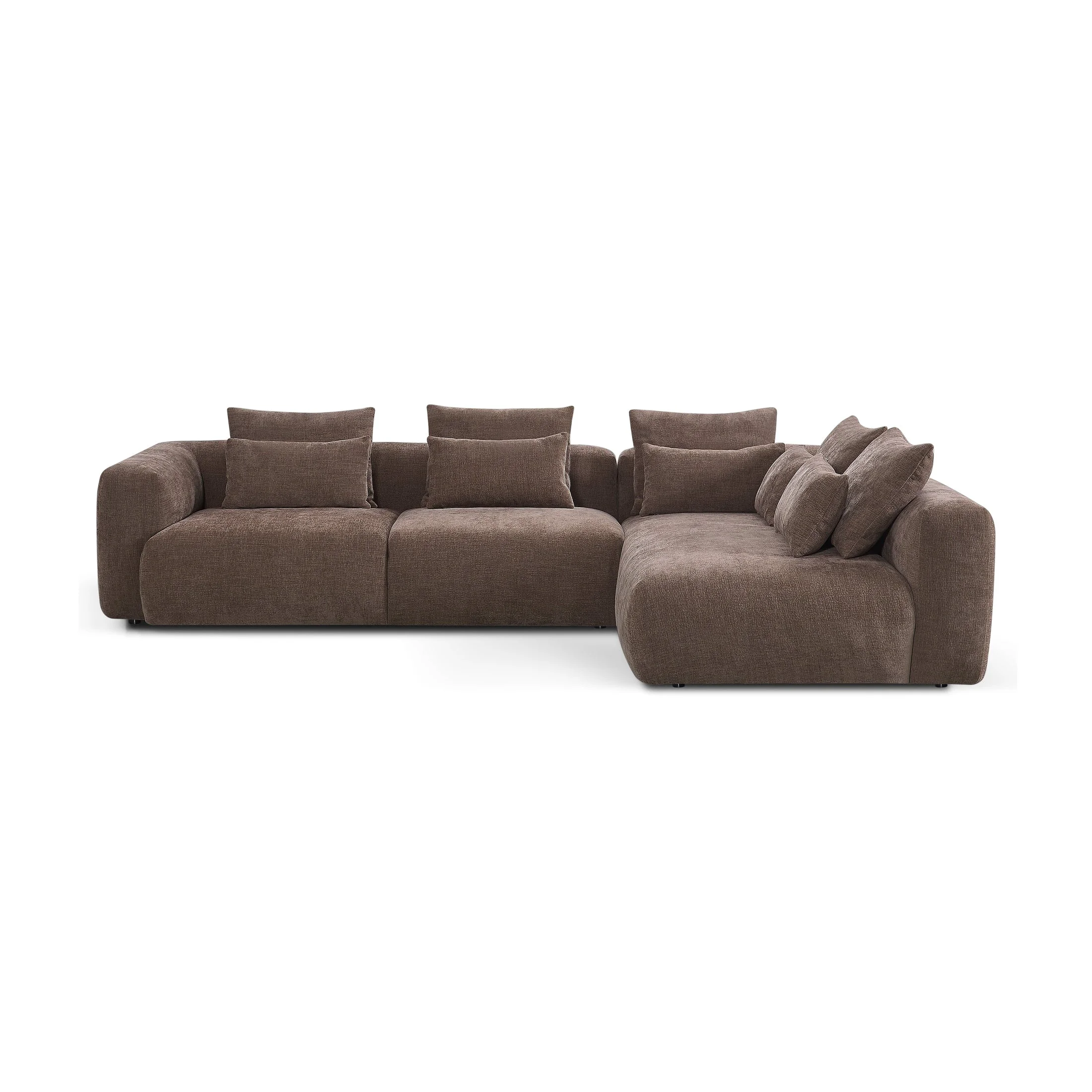 Solid Nella Modern Sectional Sofa with Right Chaise - Chocolate Brown Sustainable