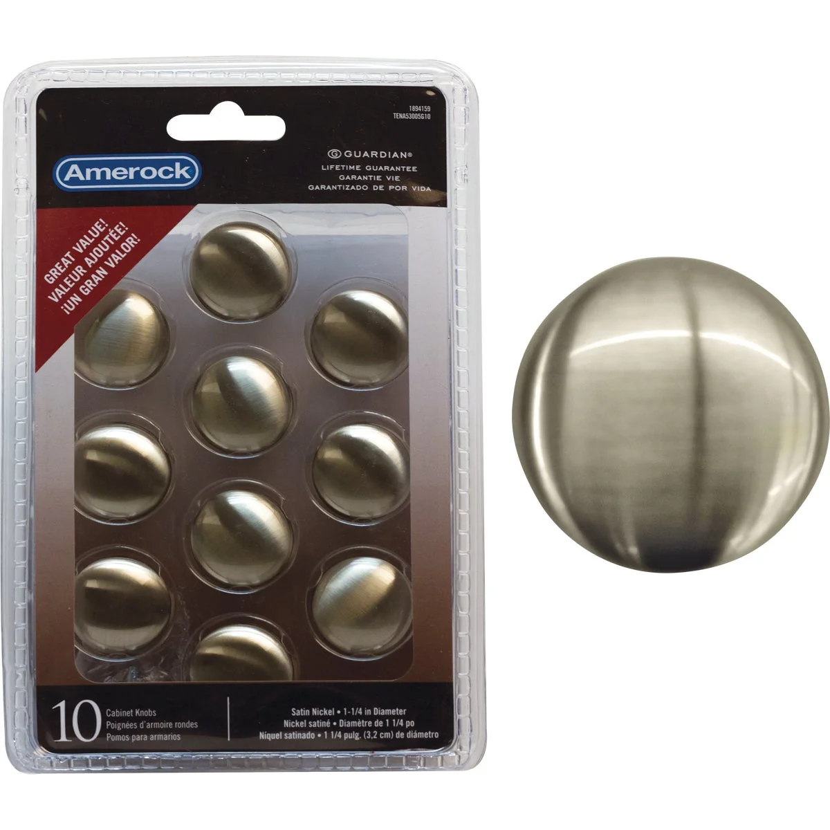 Healthy Amerock Allison Edona Satin Nickel 1-1 4 In. Cabinet Knob 10-Pack Classic