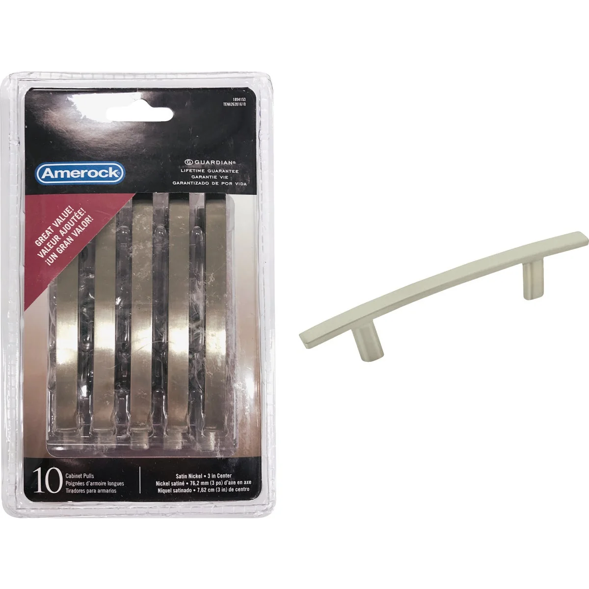 Pure Amerock Satin Nickel 3 In. Cabinet Pull 10-Pack Eco-Friendly