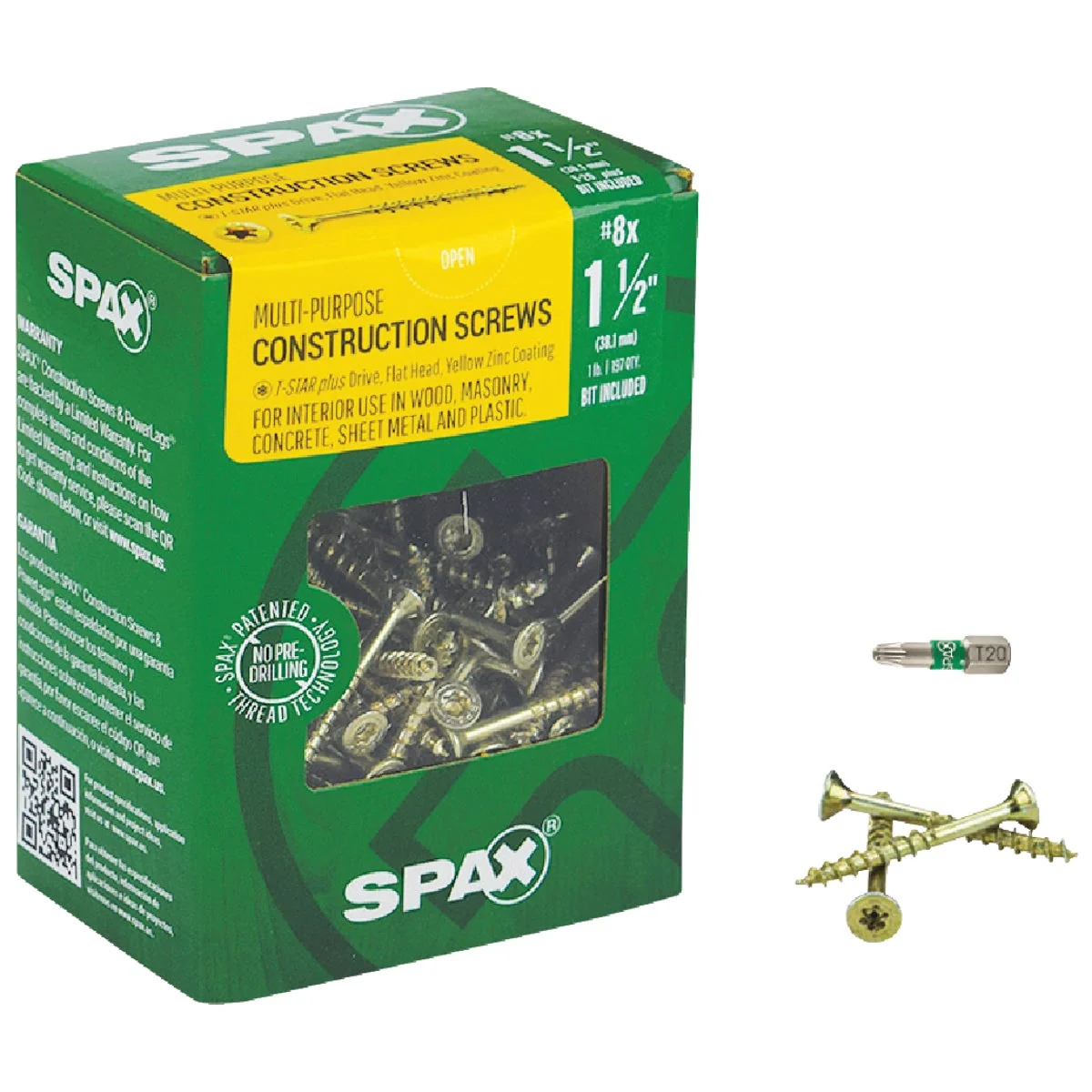 Carefully Designed Spax 8 x 1-1 2 In. Flat Head Interior Multi-Material Construction Screw 1 Lb. Box Genuine