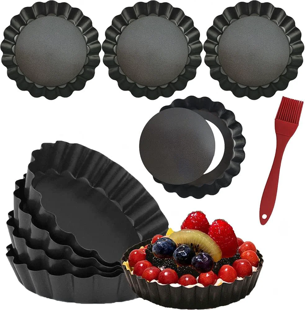Easy-to-Use Datanya 8 Pack Mini Tart Pans 4 Inch with Removable Bottom Round Nonstick Quiche Pan Heavy Duty Fluted Side for Pies Mousse Cakes Fashionable