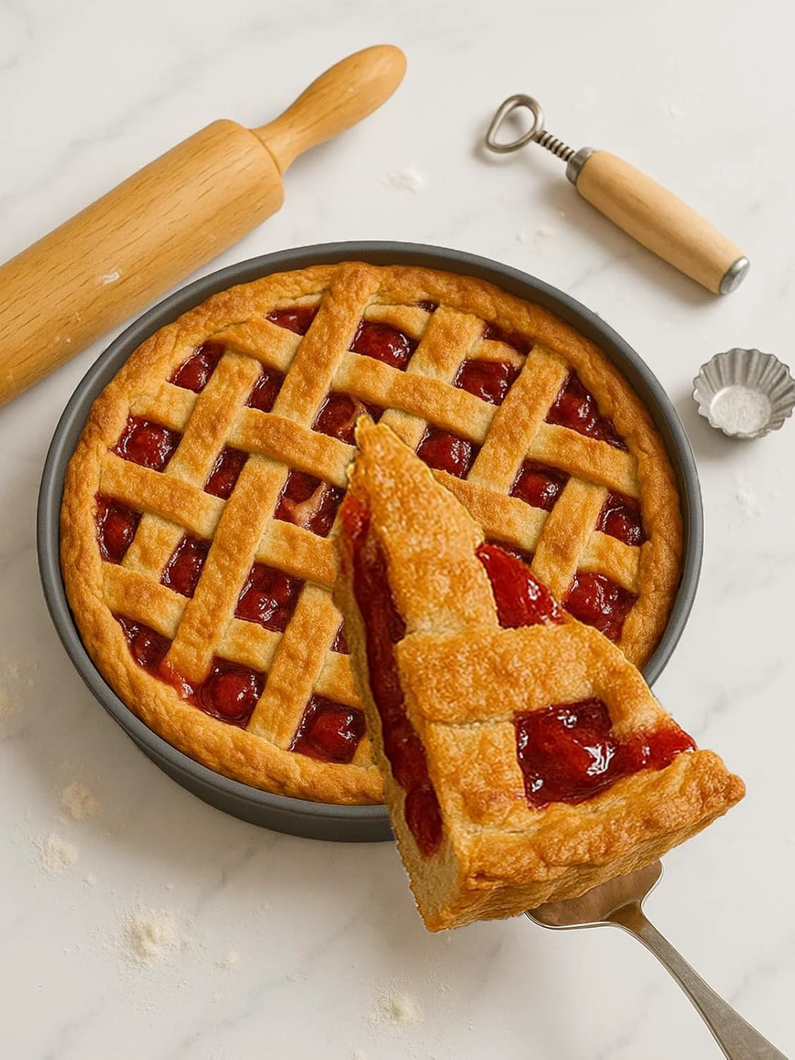Trusted 10×2.6 Inch Deep Pie Pan with Cake Server for Pie Tart Quiche Baking. Round Cake Pan with Non-Stick Coating Rugged Carbon Steel Expertly Made