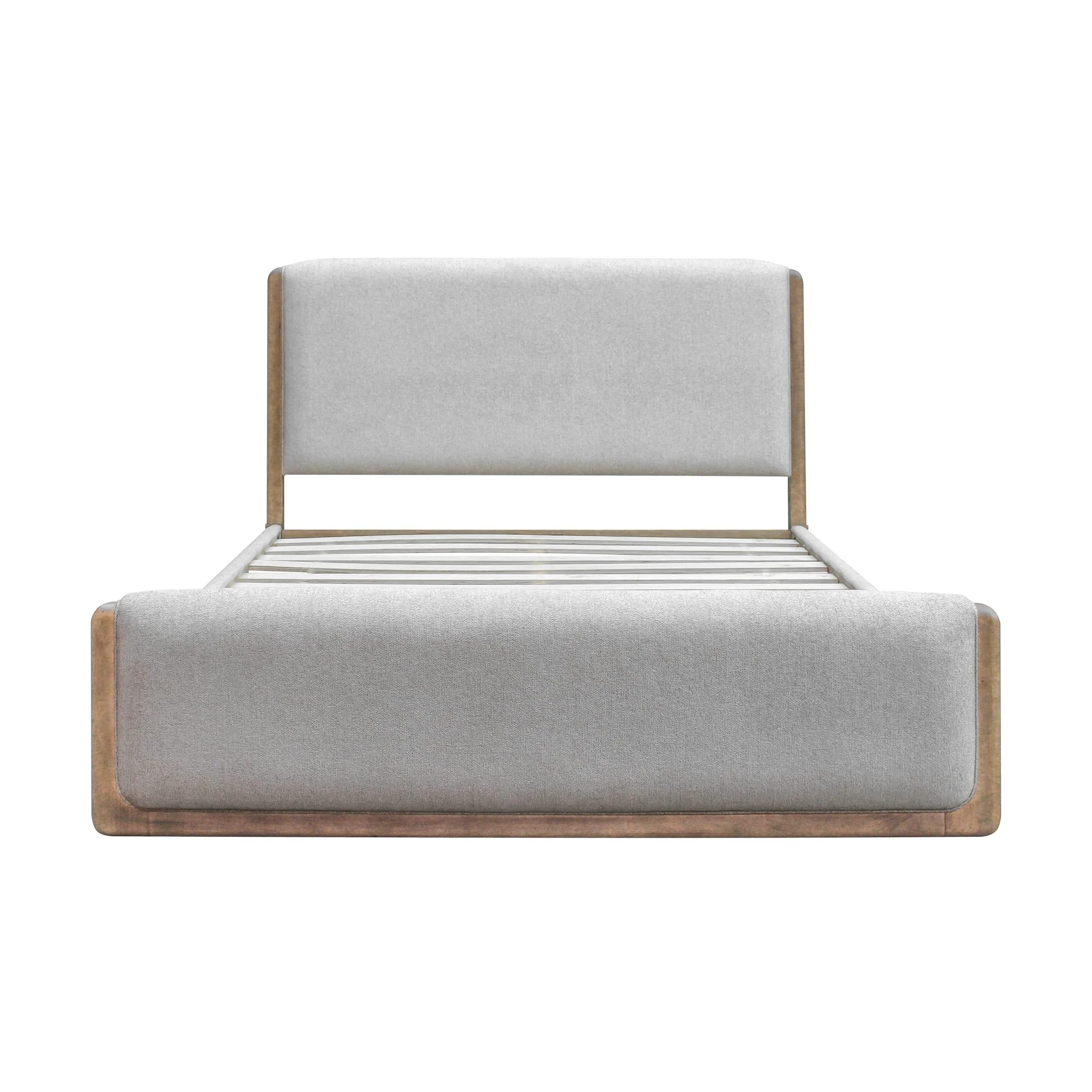 Sustainable Perla Upholstered Panel Bed – Cabin Glow Detailed