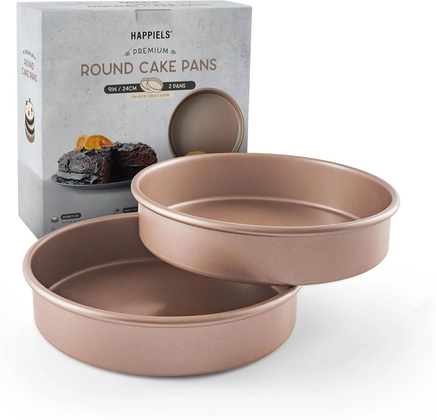 Dependable HAPPIELS 9 inch Raund Cake Pan 2 Pack Nonstick PFOA amp BPA Specialty