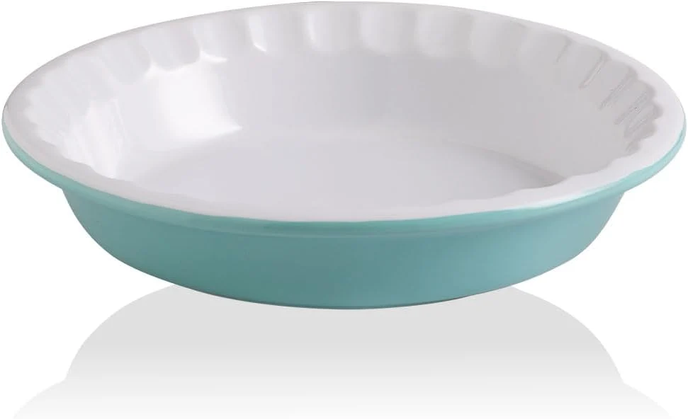 Artisan Sweejar Ceramic 10.4 Inch Pie Pan Deep Porcelain Round Dish Non-Stick Baking Plate for Pumpkin and Apple Pies Farmhouse Design Turquoise User-Friendly