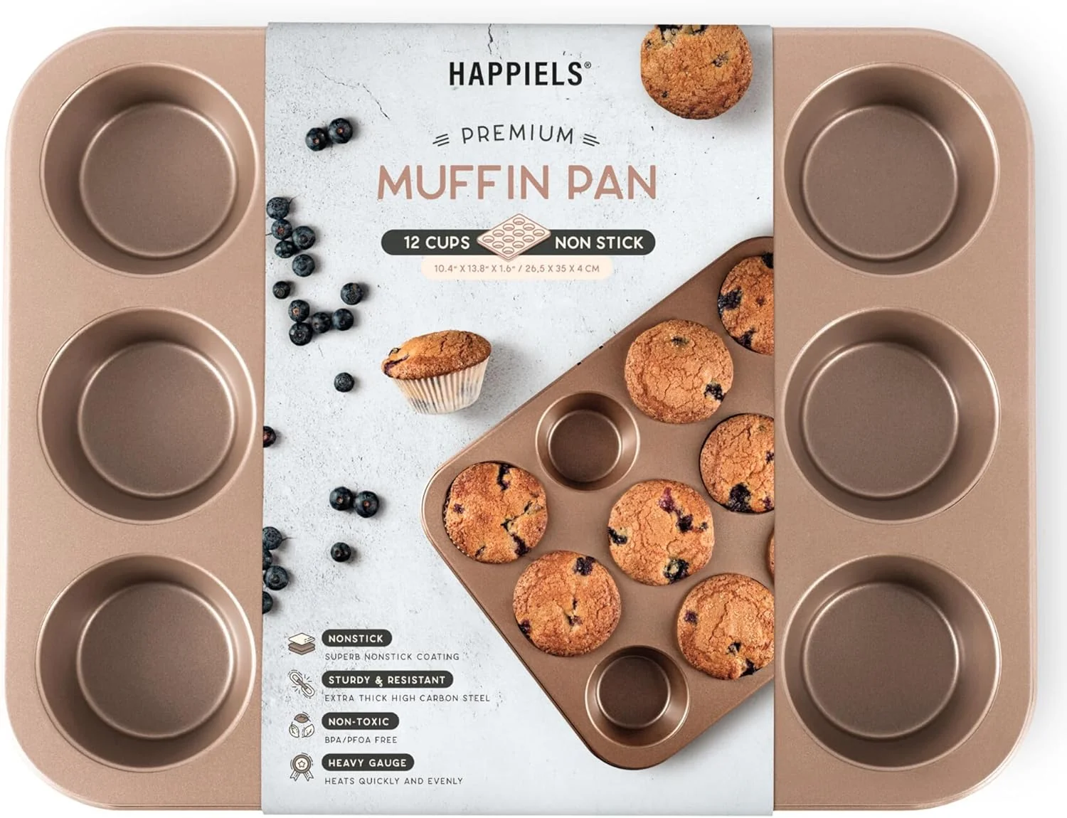 Relaxed Non Toxic Nonstick 12 Cup Muffin Pan Pfoa BPA Nontoxic Cupcake Tin Non Stick Muffin Pans Muffin tins Cupcakes Tray Modern