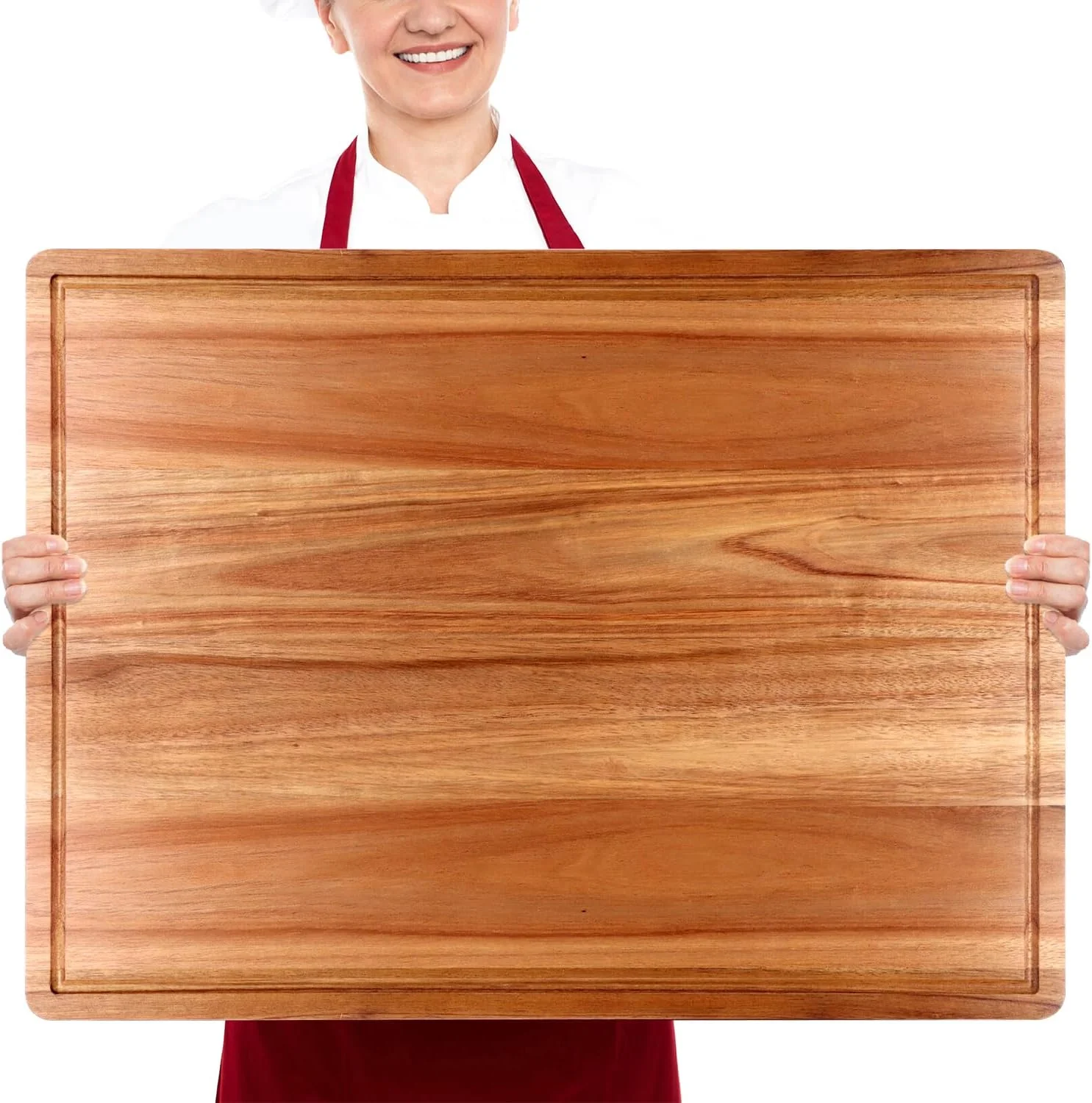 Stylish 24 x18 XXL Extra Large Acacia Wood Cutting Boards for Kitchen Meat Big Wooden Cheese Charcuterie Board Hardwood Solid Chopping Board Bread Thick Enhanced