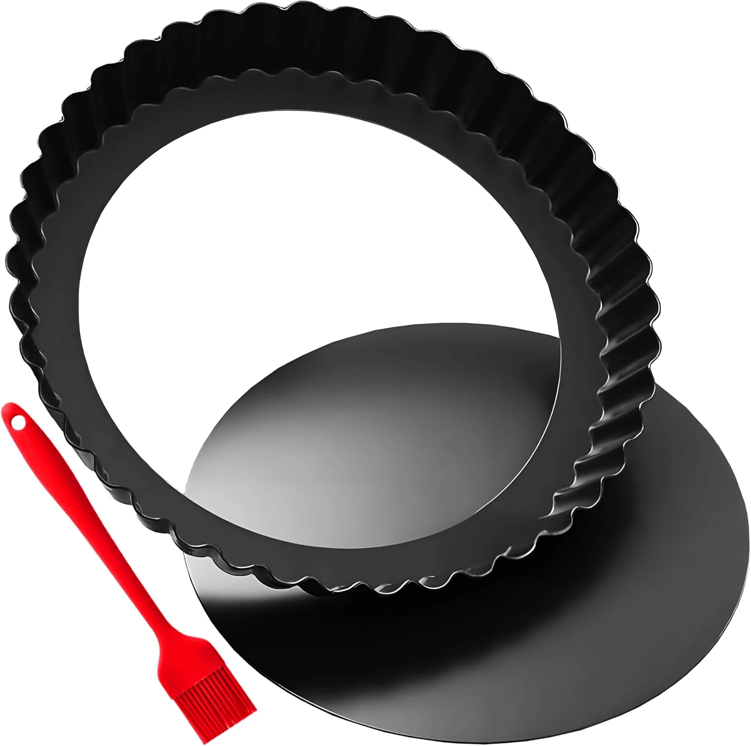 Responsible 11 Inch Tart and Quiche Pan with Removable Bottom Pie pans for baking Non-stick Carbon Steel Quiche Pan for Pie Mousse Cakes Fruit and Desserts Superior