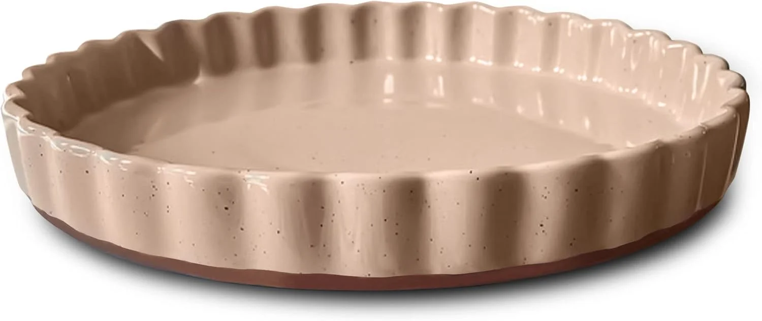 User-Friendly Mora Ceramic Tart Pan 9.5 Inch Large Porcelain Baking Dish for Tarts Quiche Pie Flan etc. Fluted Ruffled Edge Oven Microwave zer Outstanding