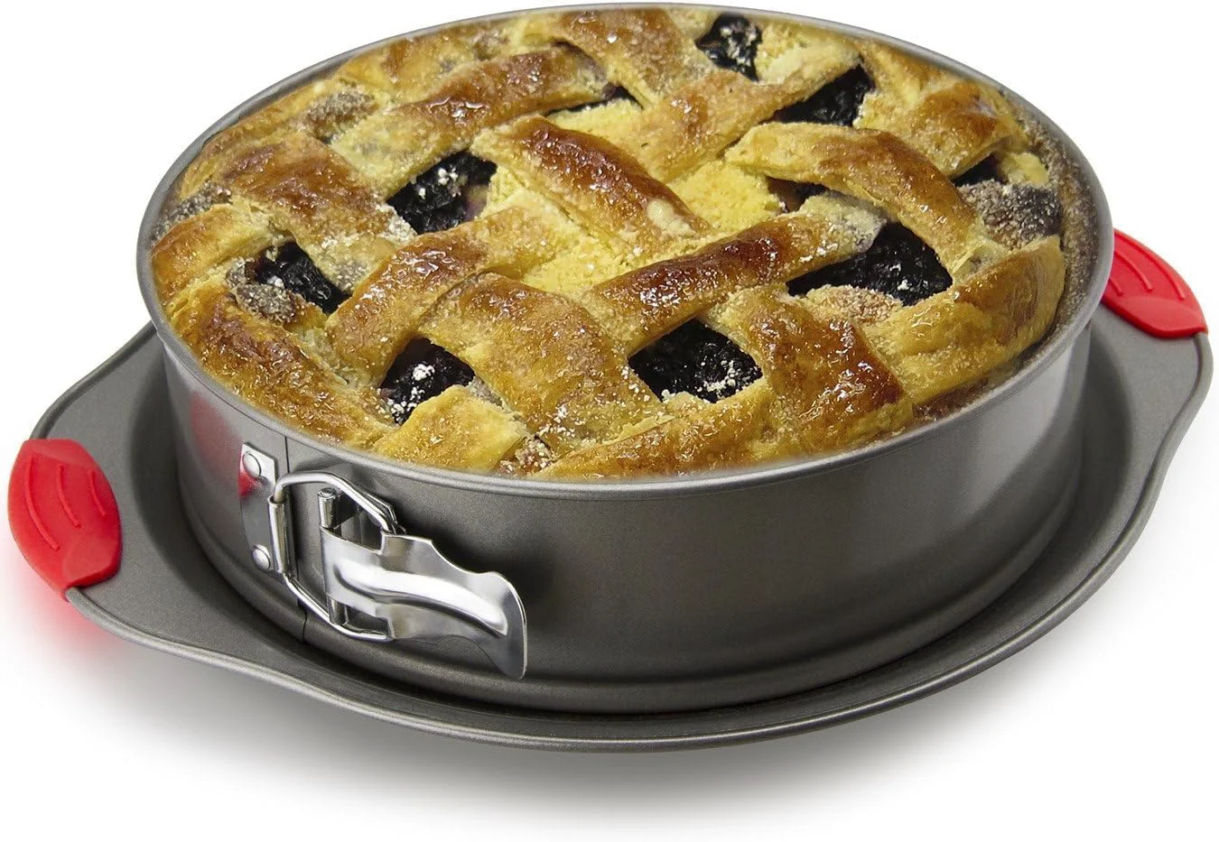 Powerful Boxiki Kitchen 10 Inch Nonstick Springform Pan Professional Spring Form and Cheesecake Baking Mold Leakproof Cake Pan with Silicone Handles First-Class