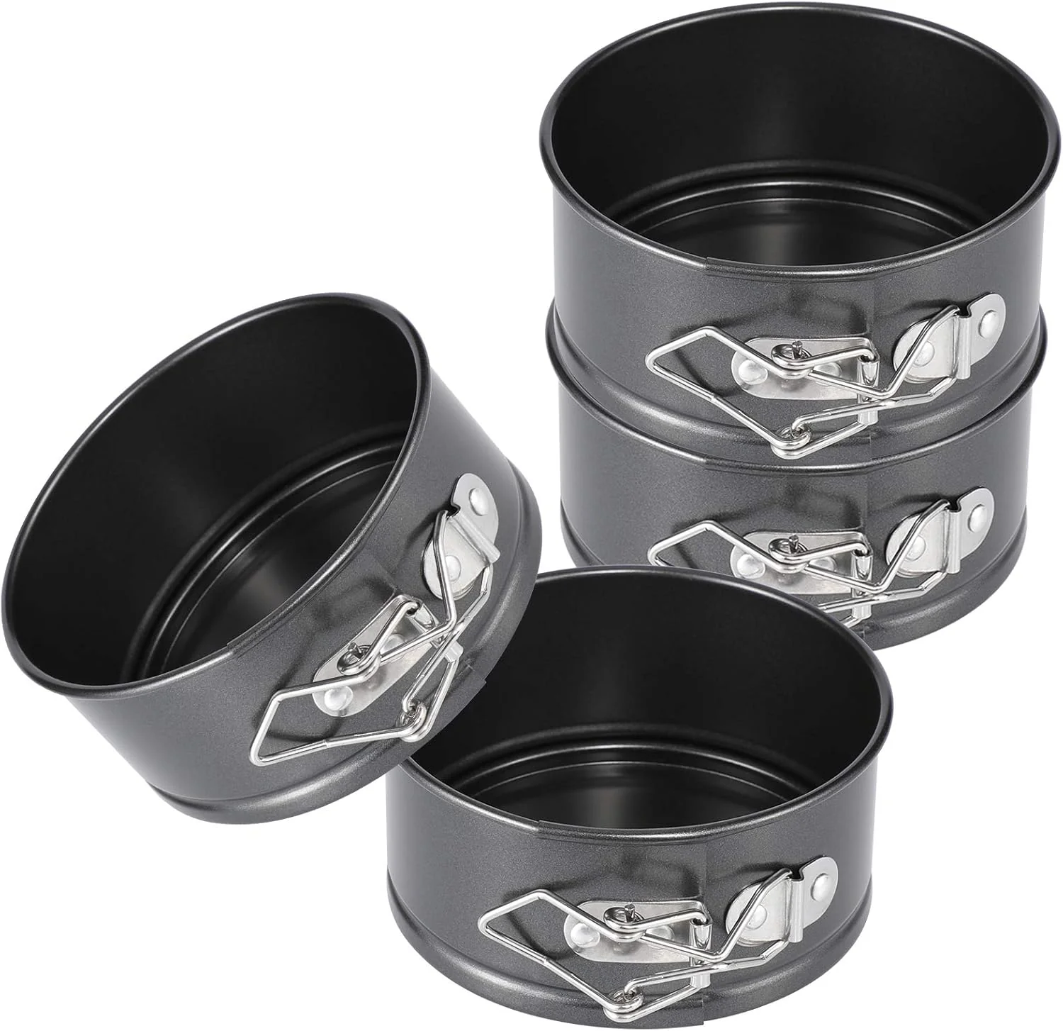 Next-Generation Hiware 4-Inch Mini Springform Pan Set - 4 Piece Small Nonstick Cheesecake Pan for Mini Cheesecakes Pizzas and Quiches Artisan