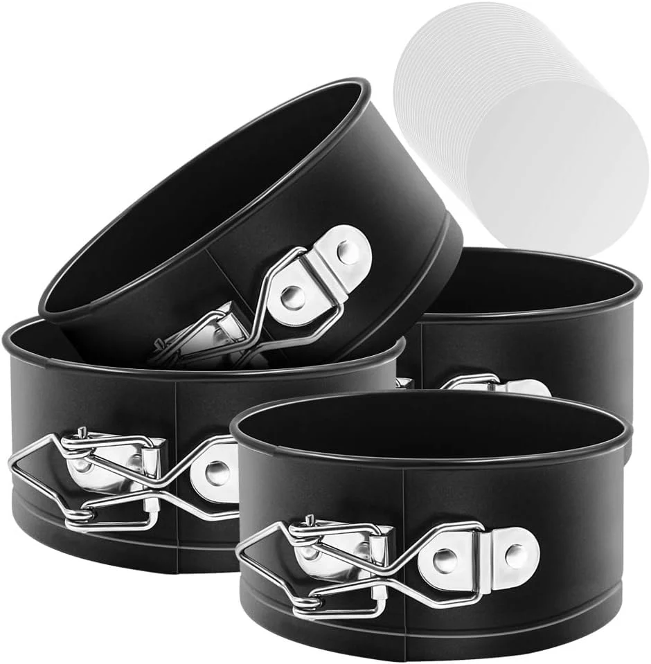 Next-Generation MASSUGAR 4 Inch Springform Pan 4 Pack Mini Cake Pan Cheesecake Pan Trendy