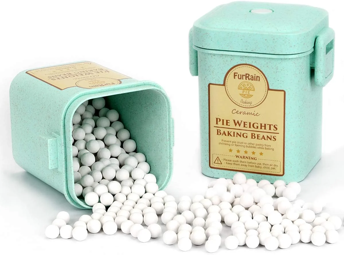 Comfortable Ceramic Pie Weights Reusable 10mm Baking Beans Pie Crust Weights Natural Ceramic Stoneware with Wheat Straw Container Reliable