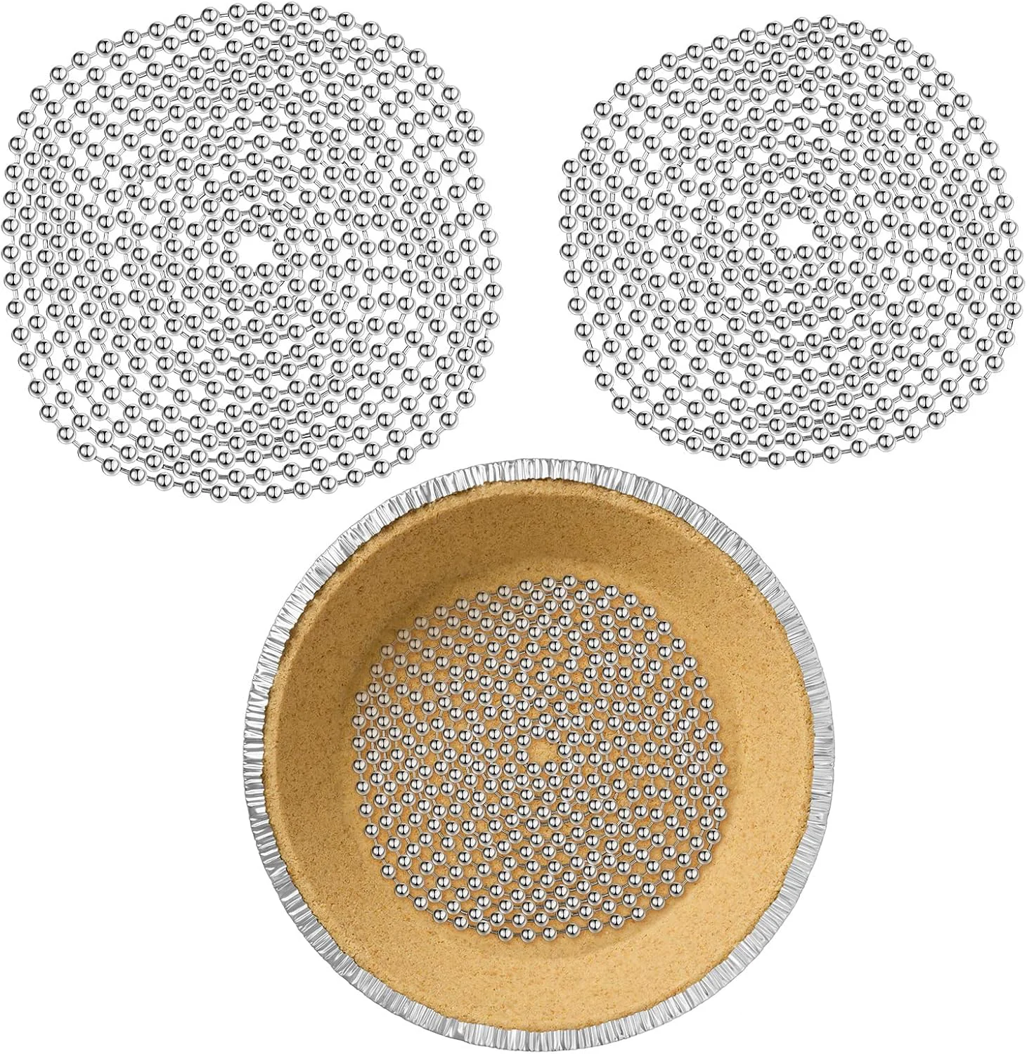 Authentic Ferraycle 2 Pcs Pie Weights Baking Beads Stainless Steel Chain 6 Ft 10 Ft Blind Baking Pie Weights Bead Chain Stainless Steel Links Pastry Crust Edge Protectors Reusable Oven-safe Kitchen Sustainable
