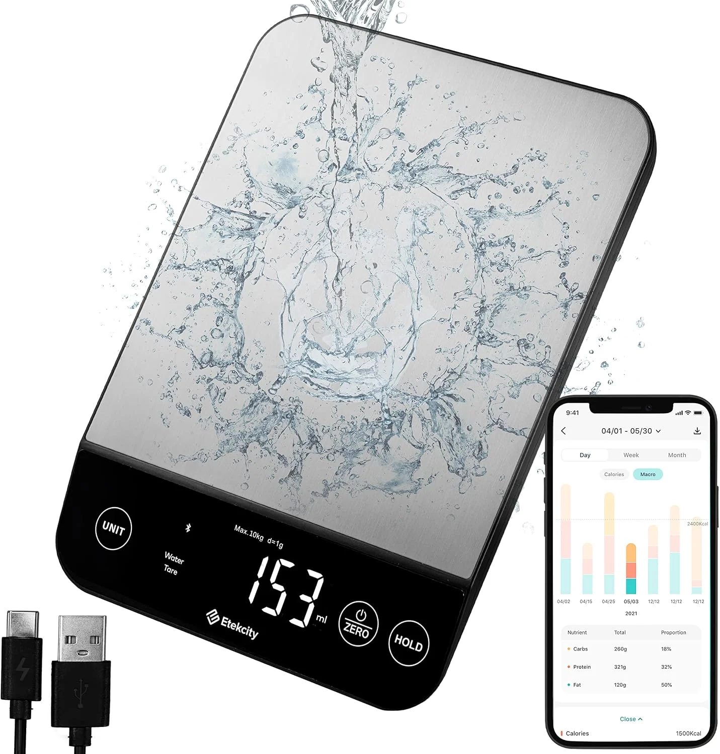 Responsible Etekcity 22lb Food Nutrition Scale Smart Calorie Calculator Waterproof Pure