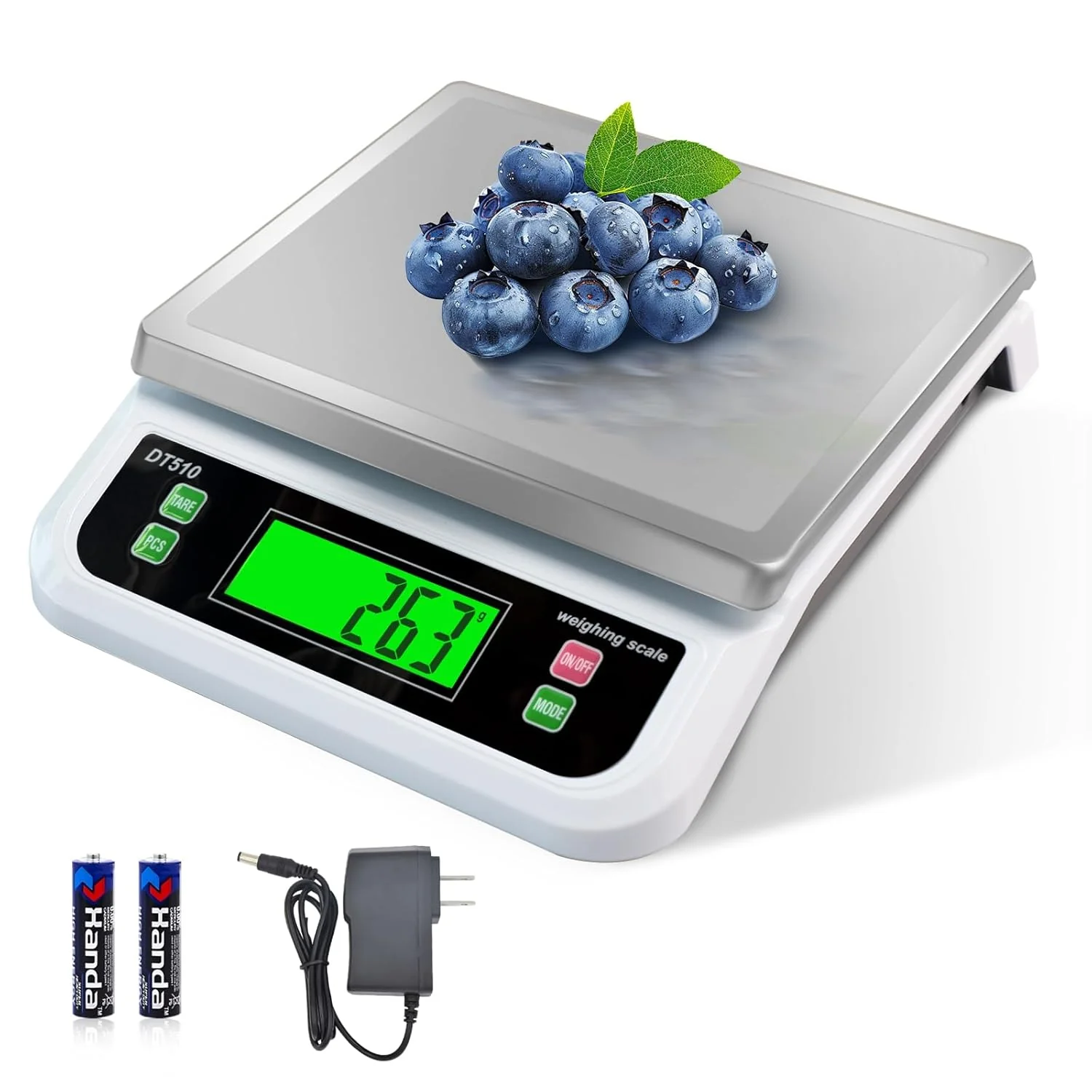 Enhanced Large Digital Kitchen Scale 40kg 88lbs Commercial Food Scale with Tare and PCS Funtion for Parts and Coins LCD Display Stainless Steel Baking Scale Responsible