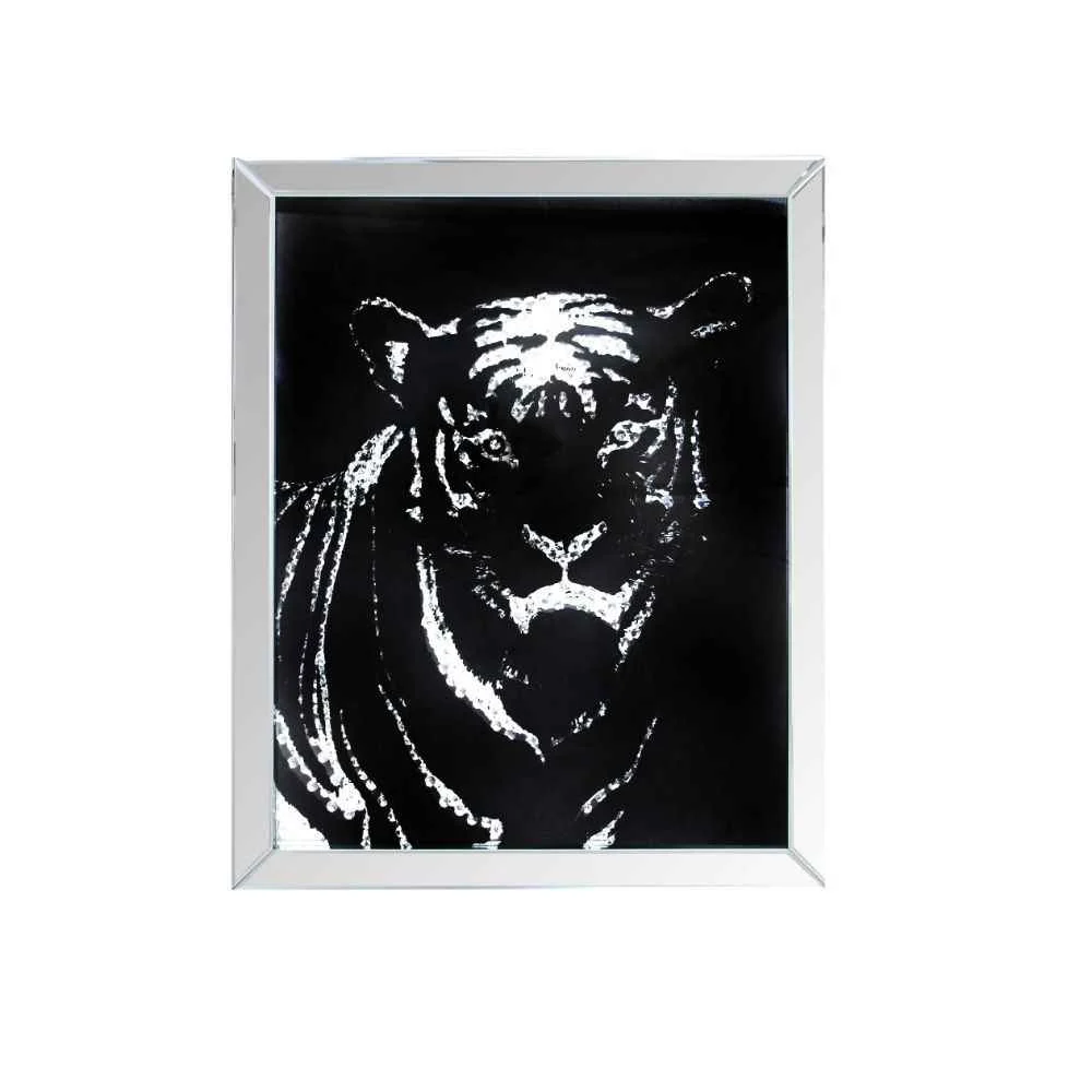 Innovative Talisha - Wall Art - Mirrored Faux Crystal Tiger Casual