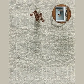 Green BARNEX HAND WOVEN RUG IVORY CHARCOAL High-Grade