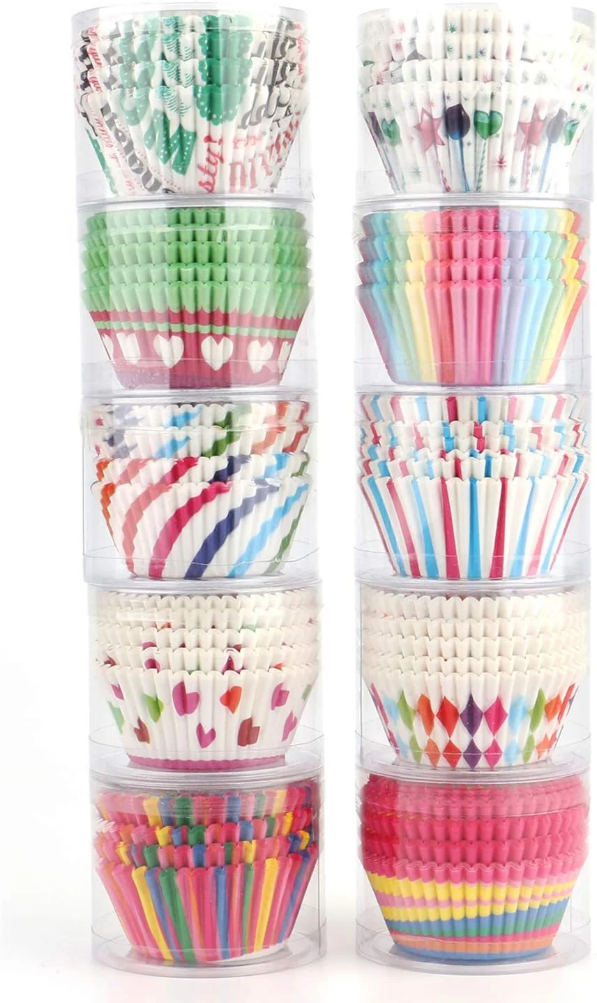 Smart Tosnail 1000 Pack Paper Baking Cups Cupcake Liners Muffin Liner - Assorted 10 Styles Premium