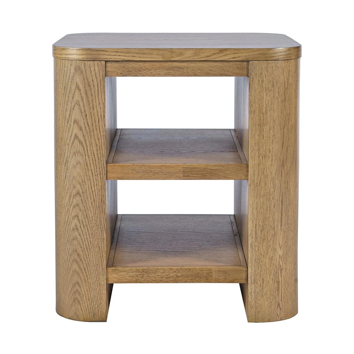 Enhanced Dasen Oak End Table with Open Shelving – Cascade Oak Premium
