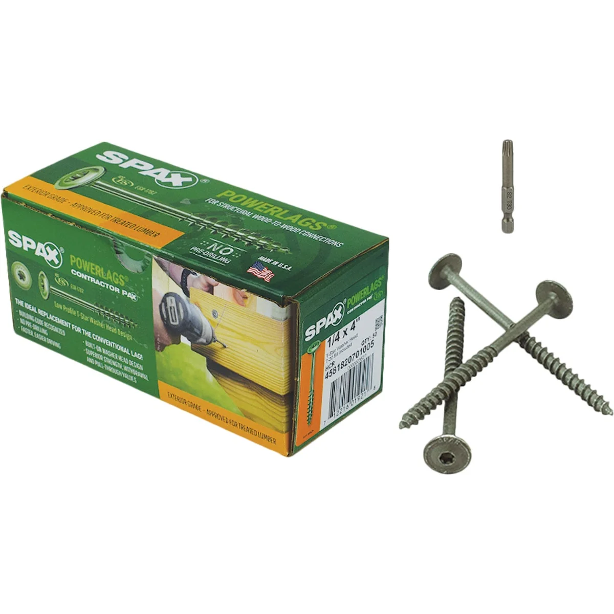 Eco-Friendly Spax PowerLags 1 4 In. x 4 In. Washer Head Exterior Structure Screw 50 Ct. Superior
