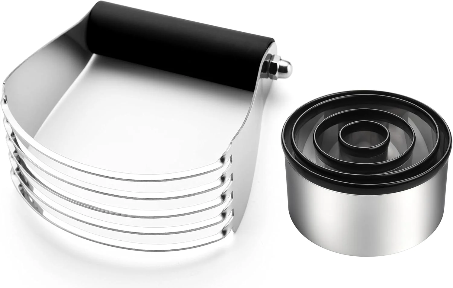 Green Spring Chef Large Dough Blender Biscuit Cutter Set Heavy Duty Stainless Steel Professional Pastry Cutter Soft Grip Black Sustainable
