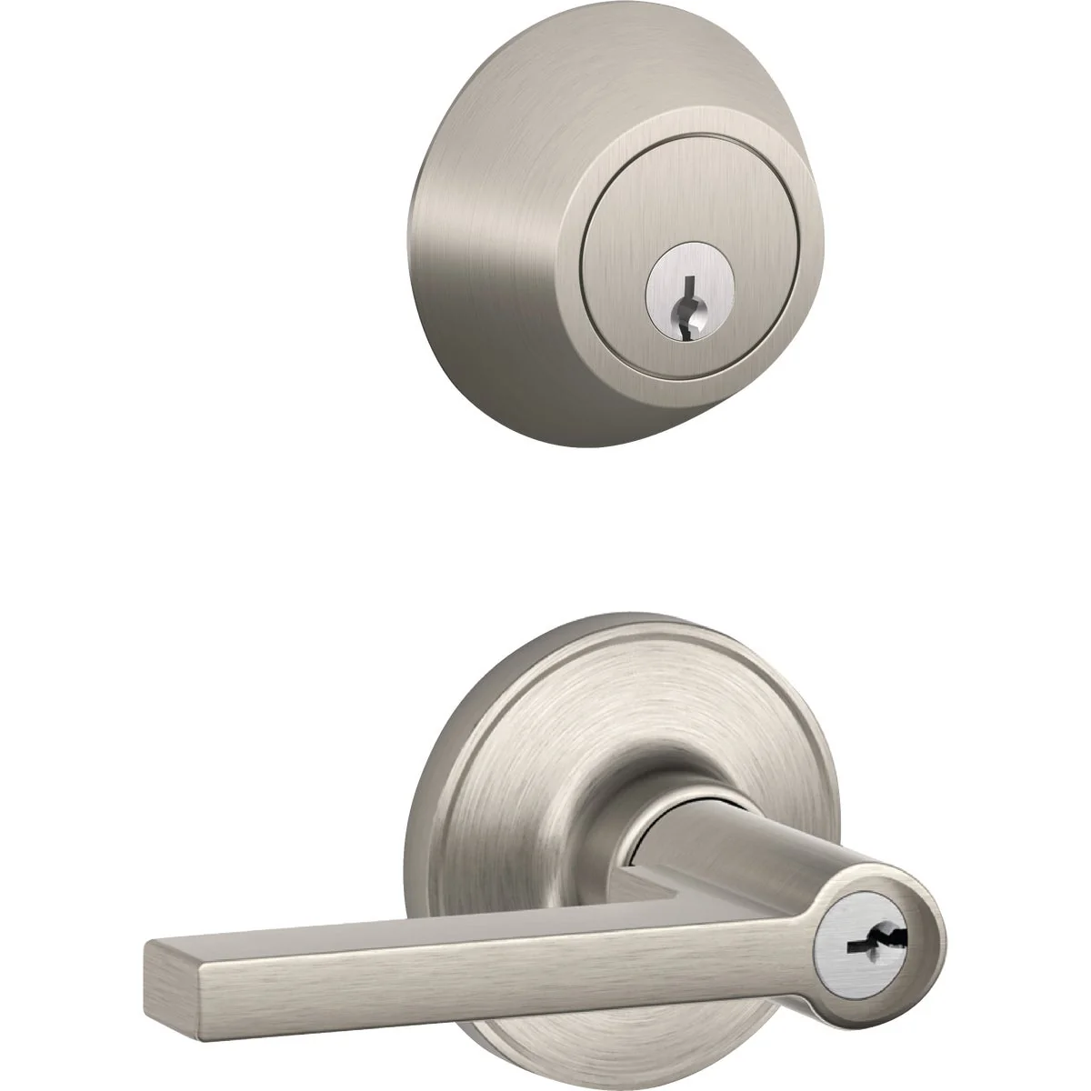 Authentic Dexter Solstice Satin Nickel Single Cylinder Deadbolt Door Lever Combo Solid