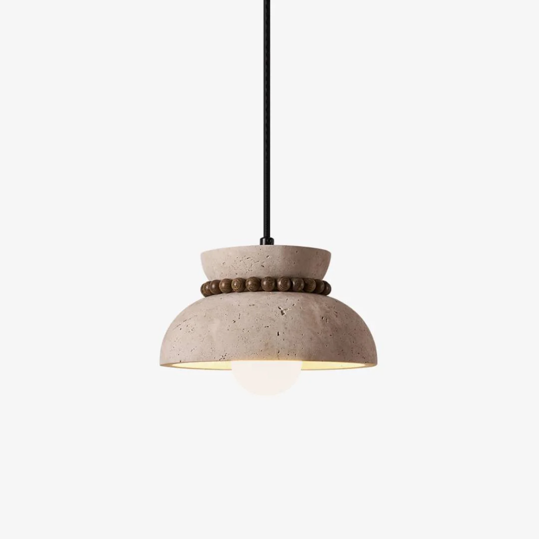 Traditional Travertine Wooden Bead Pendant Lamp Reliable