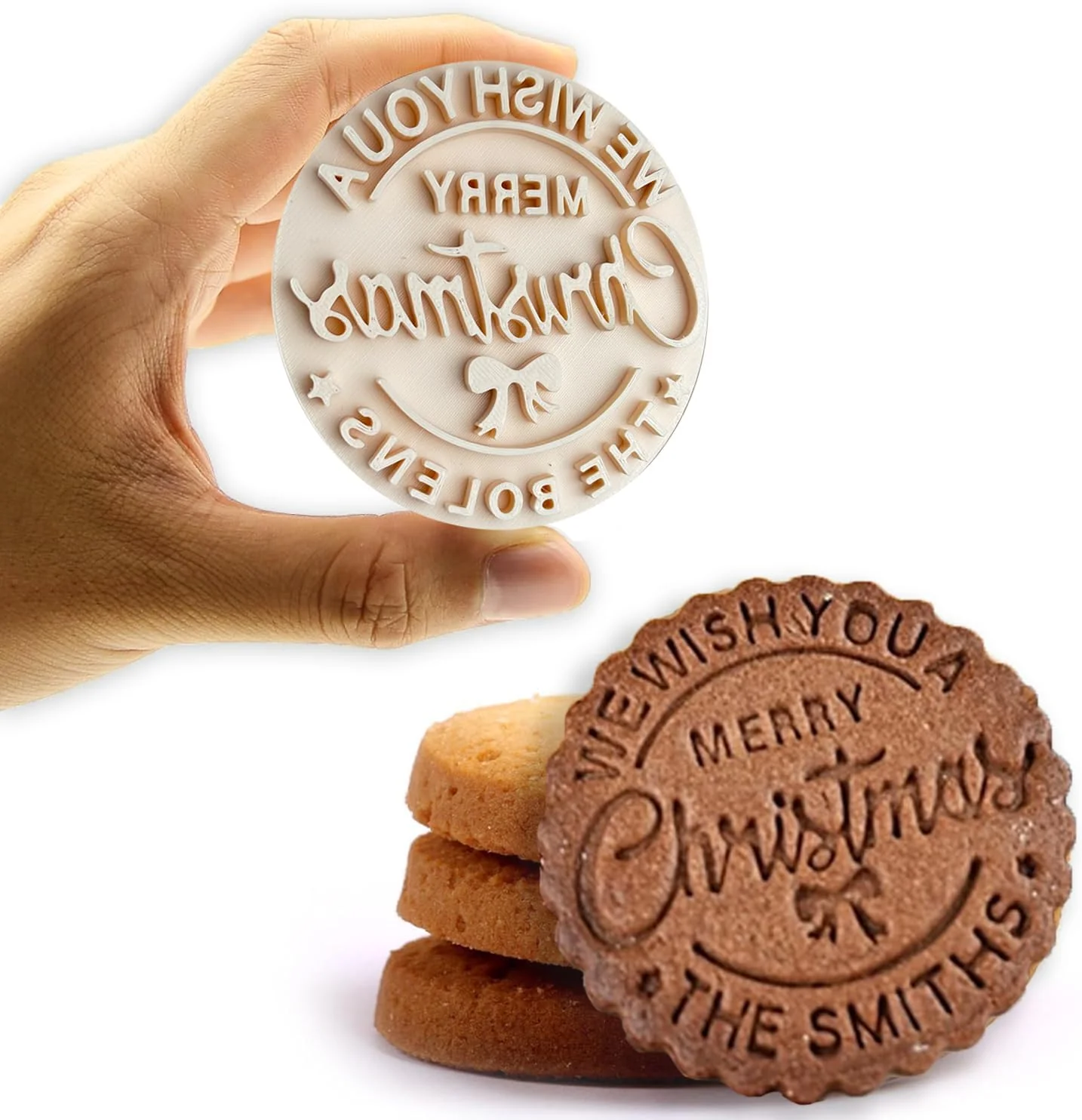 Contemporary Personalized Family Cookie Stamps Customizable Last Name 3D Christmas Cookie Stamps For Fondant Frosting Decorating Cakes Molasses Cupcakes Great Sustainable