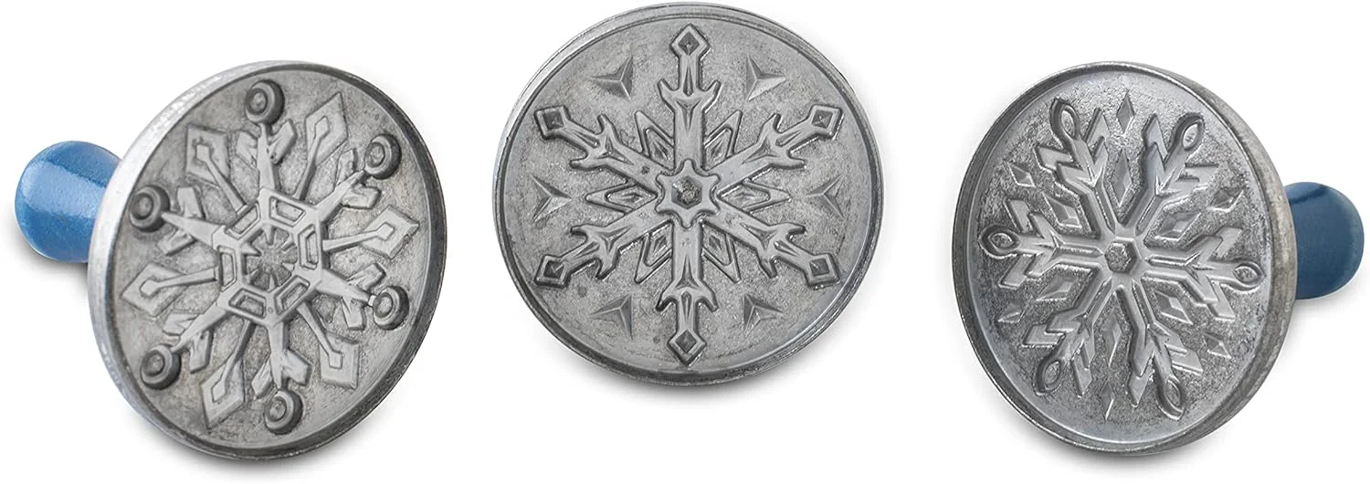 Exclusive Nordic Ware Snowflake Cookie Stamps 3-inch rounds Silver Fine Crafted