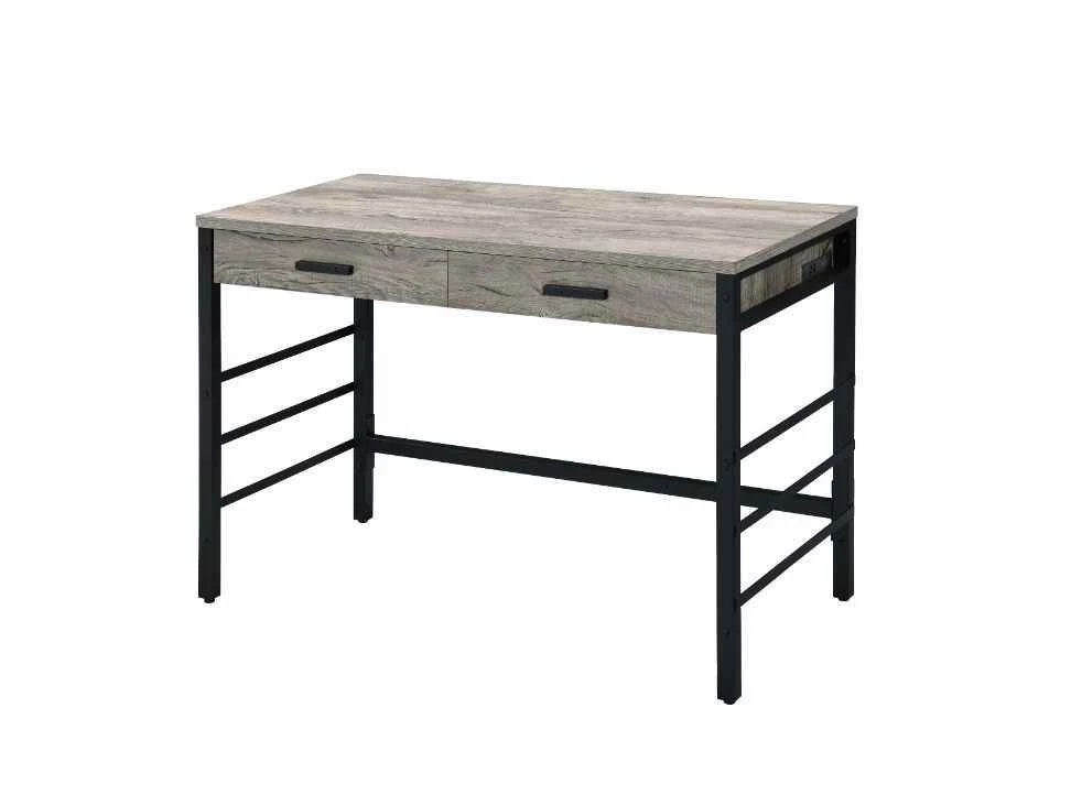 Fast Disho - Writing Desk With USB - Light Weathered Oak Black Efficient
