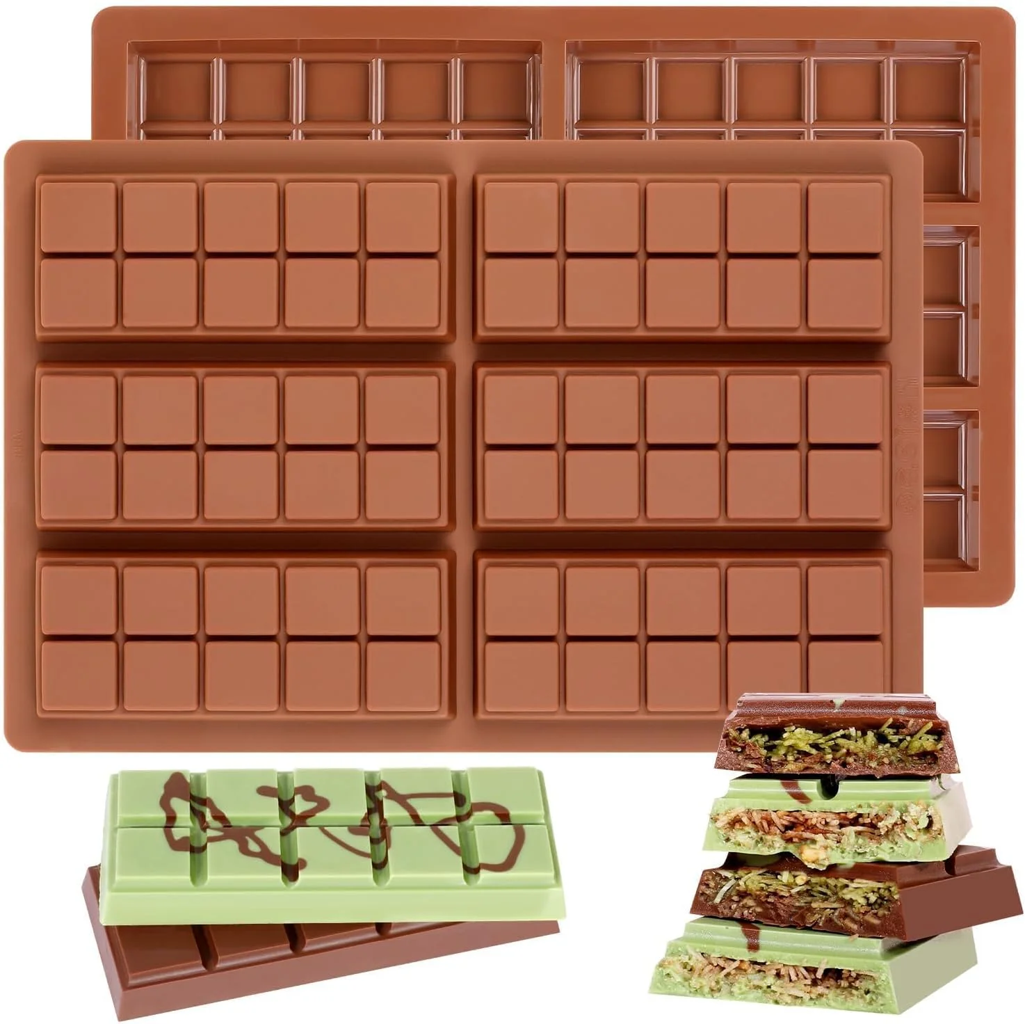 Advanced Chocolate Molds - Non-Stick Chocolate Bar Mold Break Apart Chocolate Bar Maker Food Grade Deep Chocolate Bar Mold For Making Candy Knafeh Pistachio Fine
