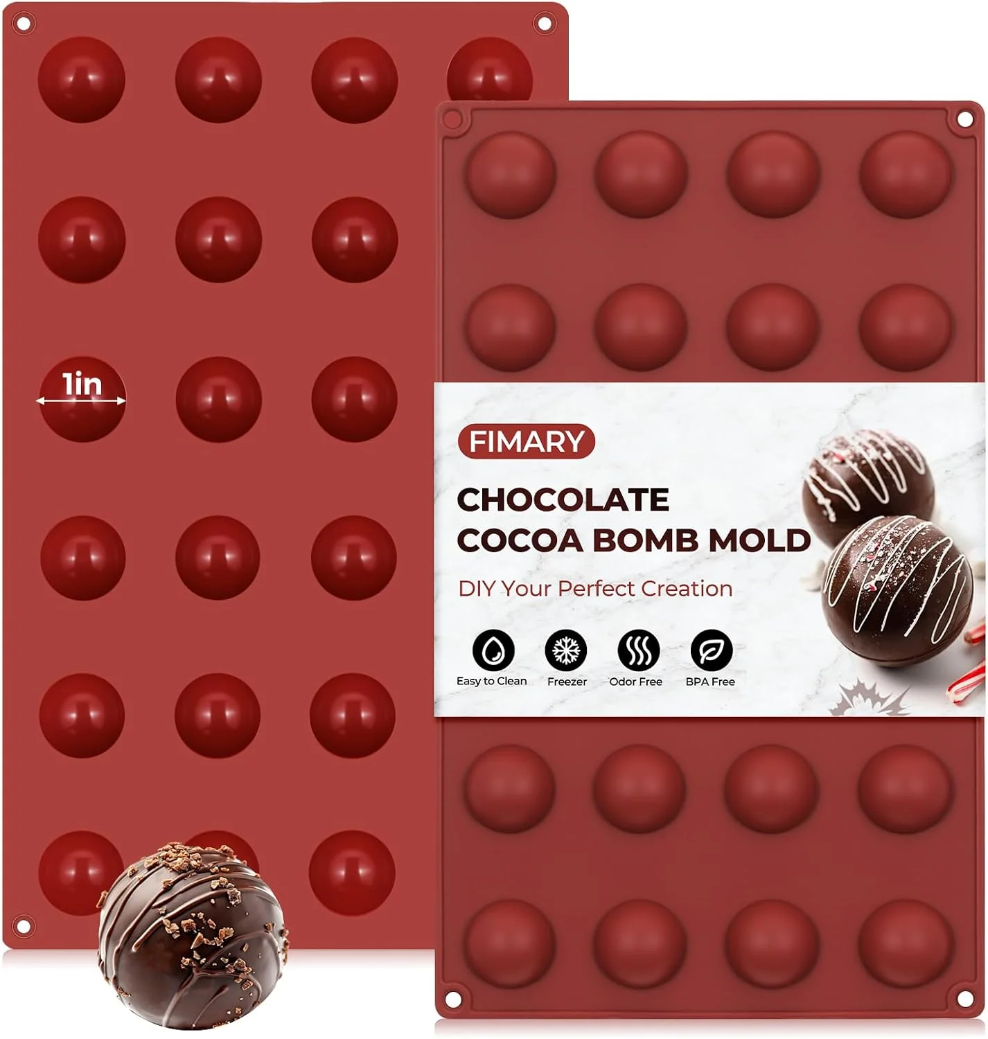 Lightweight 24 Holes Silicone Hot Chocolate Bomb Molds 2 Packs Mini Semi Sphere Mold 1 Half Sphere Silicone Baking Molds for Making Chocolate Cake Jelly Dome Mousse Breathable