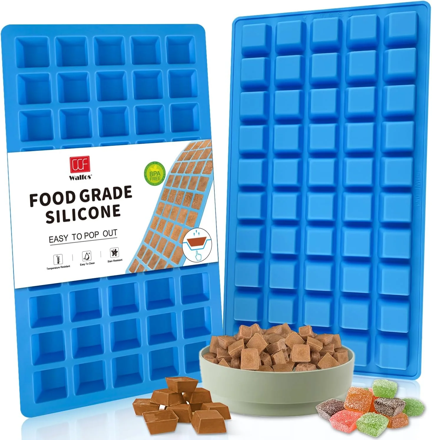 Unique Walfos Square Silicone Molds Silicone Dog Treat Molds for Baking and zing Non-Stick Food Grade Silicone Baking Molds for Puppy Dog Treats Chocolate Candy Jelly Mini Ice Cubes 2 Packs. Original Design