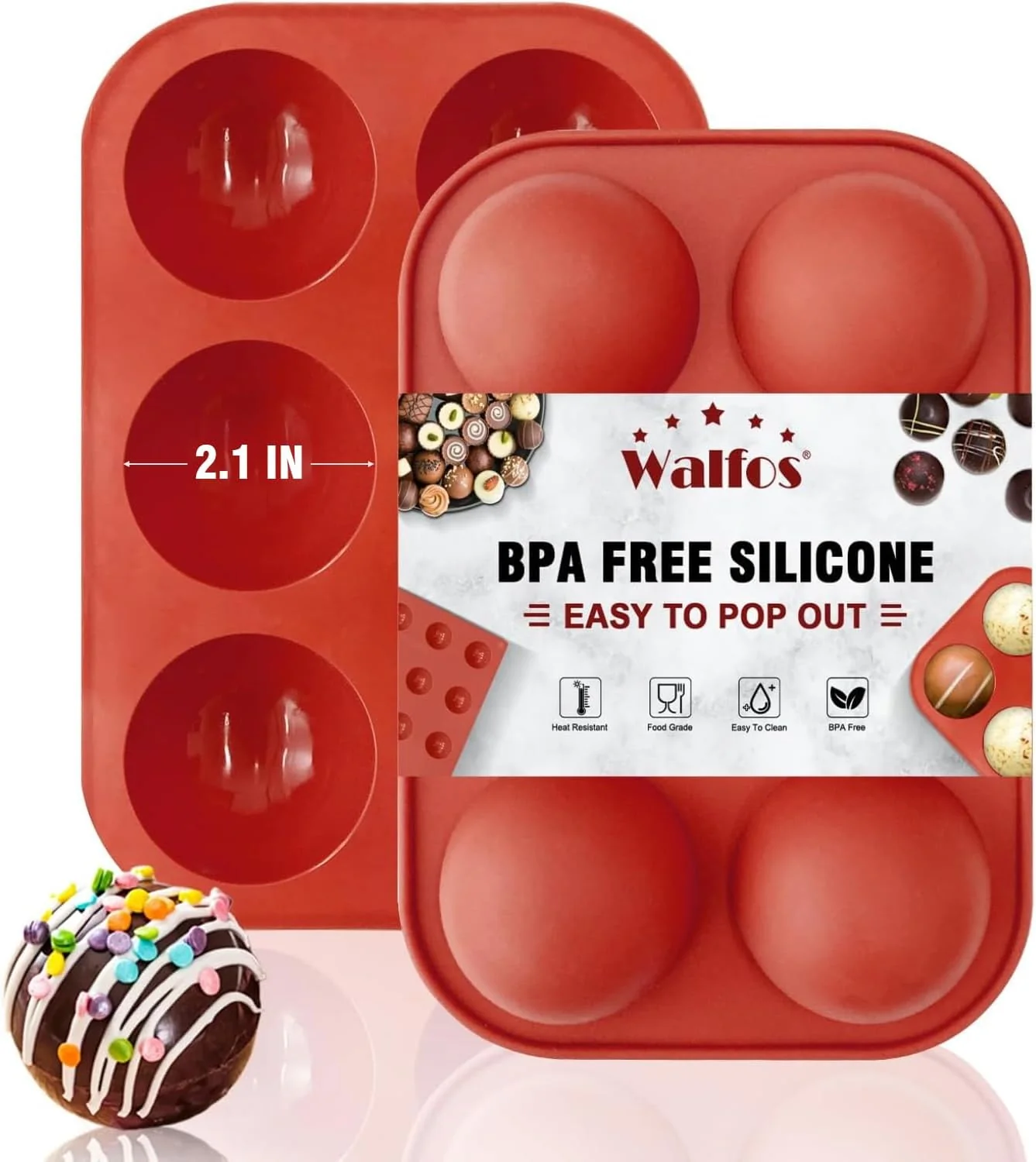 Expertly Made Silicone Hot Chocolate Bomb Mold Medium Semi Sphere Silicone Mold 2 Packs Half Sphere Silicone Baking Molds for Making Chocolate Cake Jelly Carefully Designed