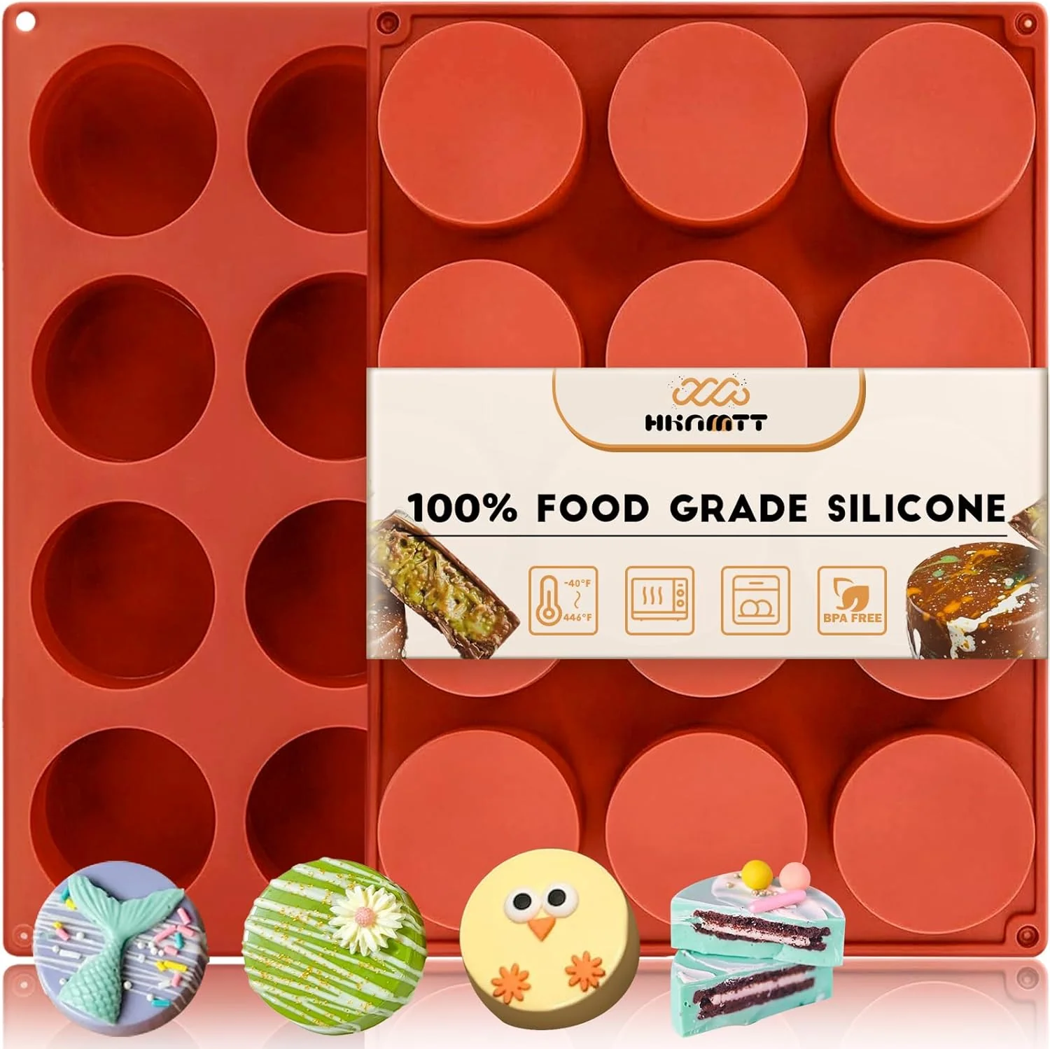 Comfortable Hknmtt Round Silicone Molds 2 PCS 12-Cavity 2.1 Cylinder Chocolate Covered Cookie Mold Superior