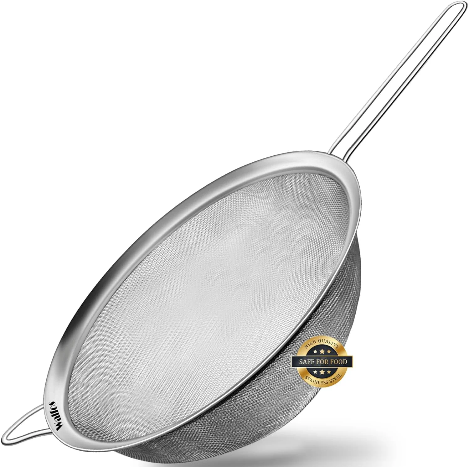 Natural Walfos 9.35 Inch Large Fine Mesh Strainer Stainless Steel 30 Mesh Sieve with Sturdy Handle Kitchen Food Strainers Sifters for Rice Quinoa Pasta Fruits Vegetables etc. Eco-Friendly