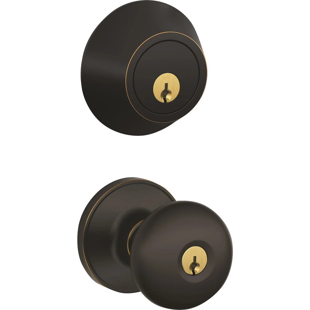 Contemporary Dexter Stratus Aged Bronze Single Cylinder Deadbolt Door Knob Combo Proven