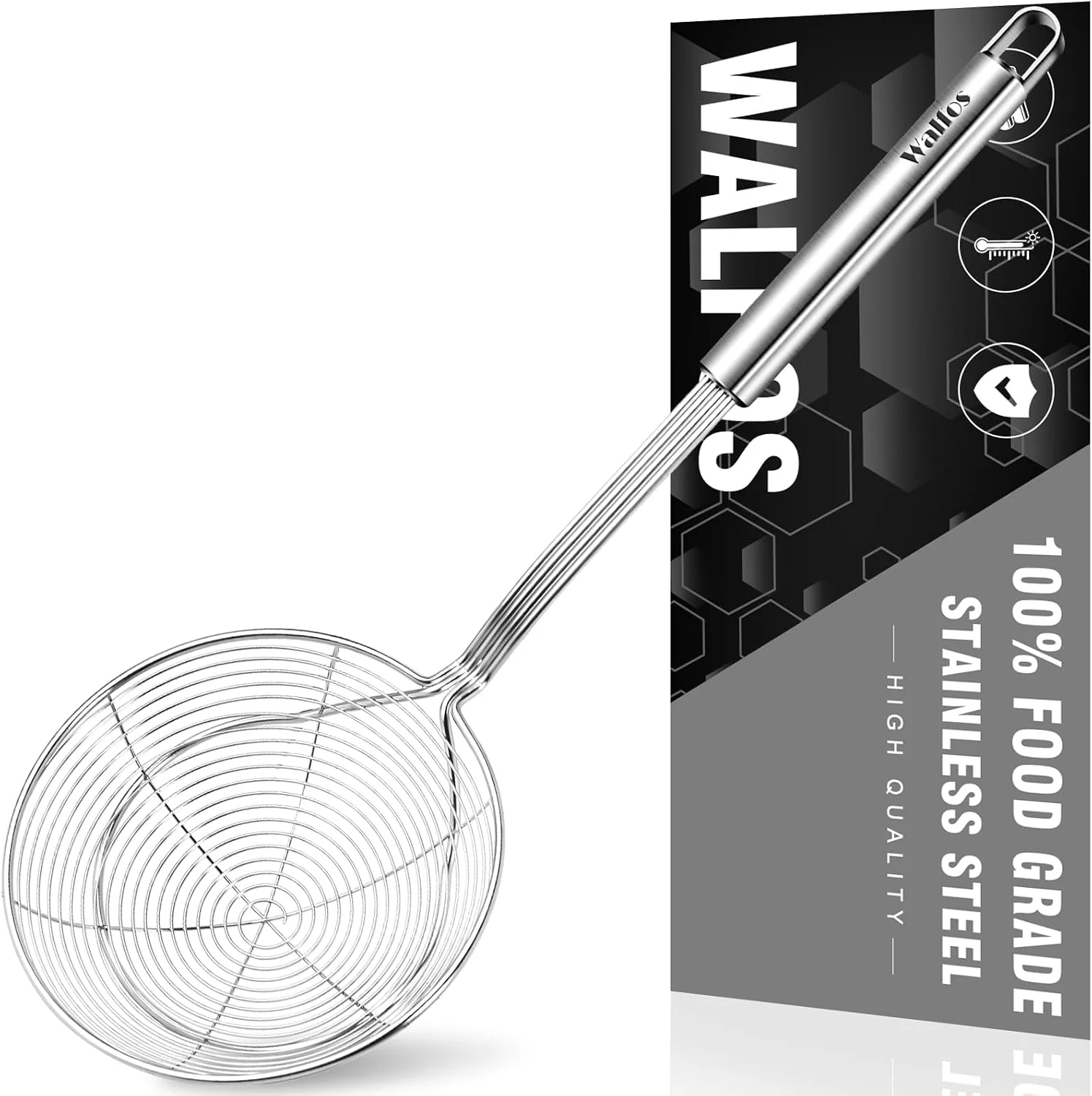 Top-Quality Walfos Spider Strainer - 5.5 Inch Stainless Steel Fryer Scoop Kitchen Spider Skimmer Strainer With Handle For Cooking Deep Fryer Pasta Spaghetti Noodle Vegetables Egg Solid