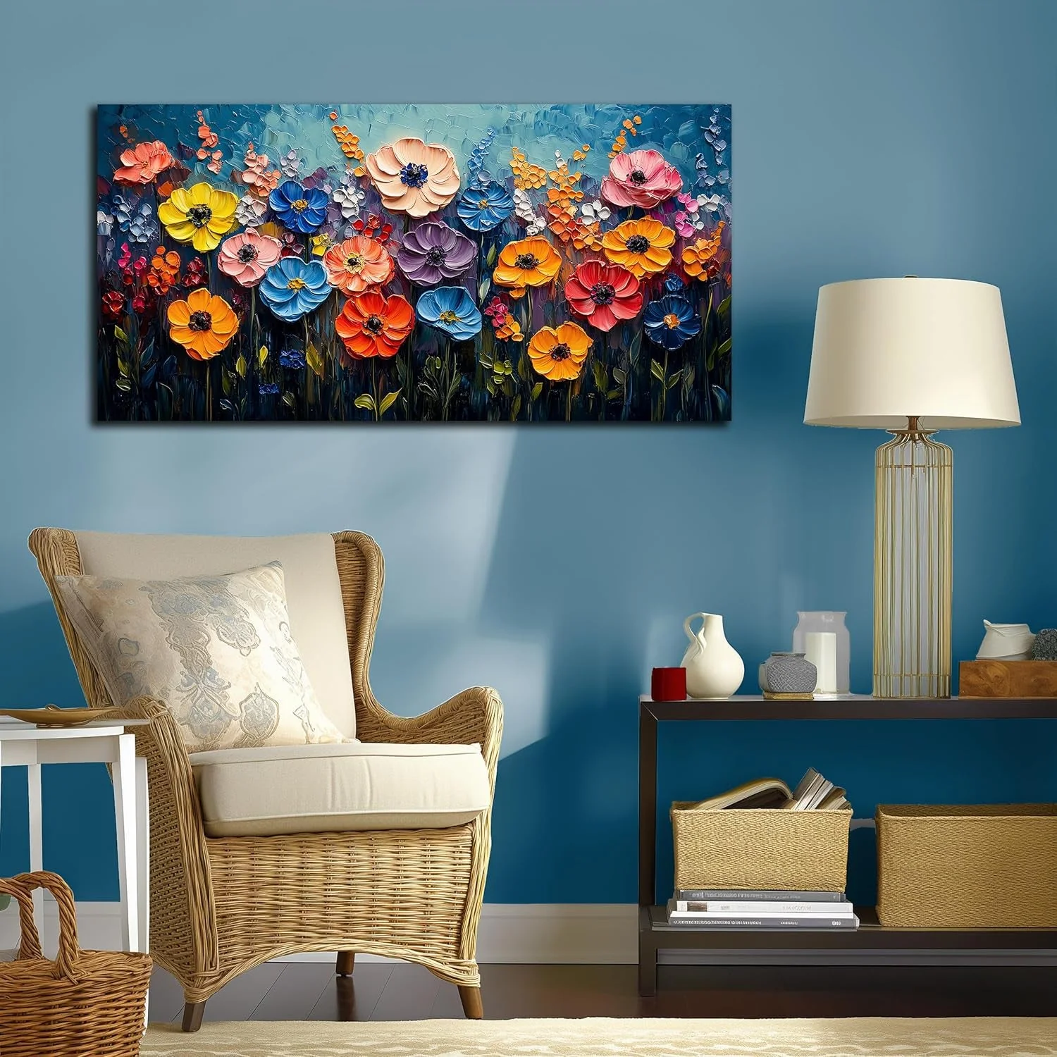 High-Grade Flower Canvas Wall Art 20x40 Inch Colorful Casual