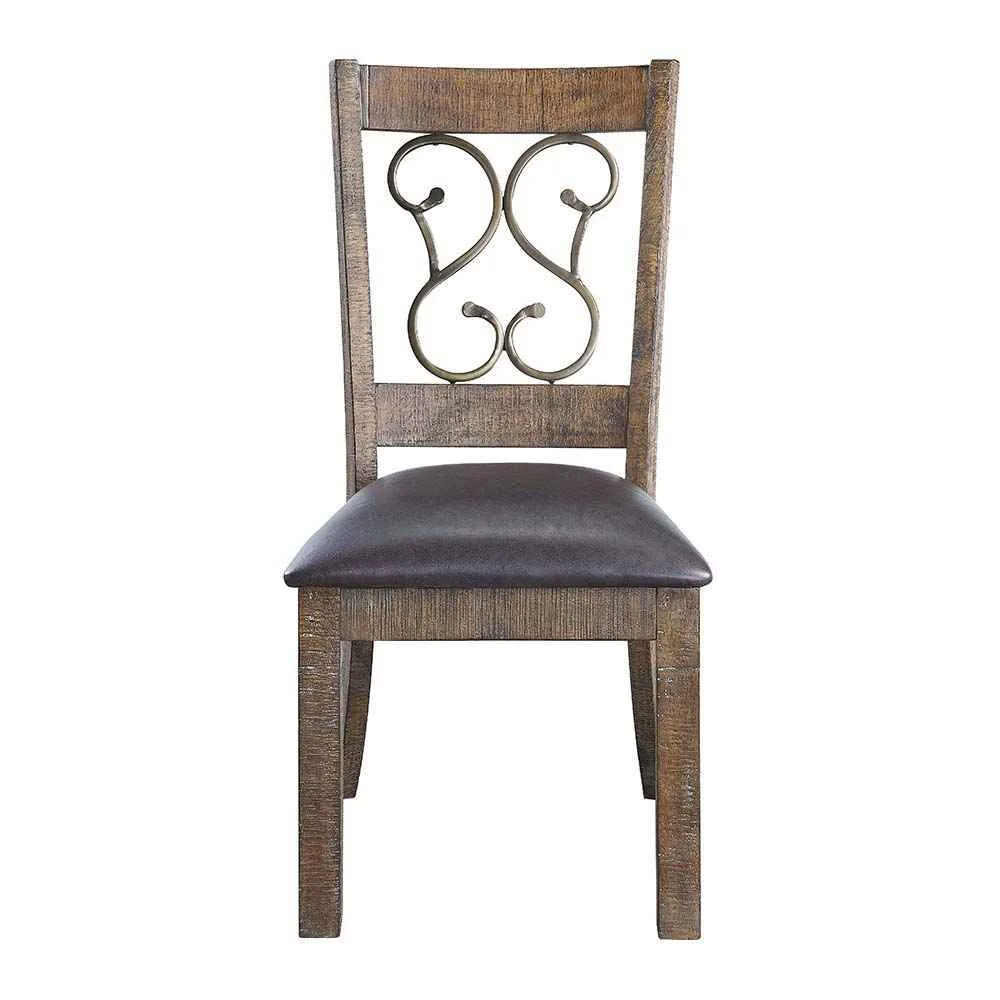 Certified Raphaela - Side Chair Set of 2 - Black Synthetic Leather Weathered Cherry Breathable