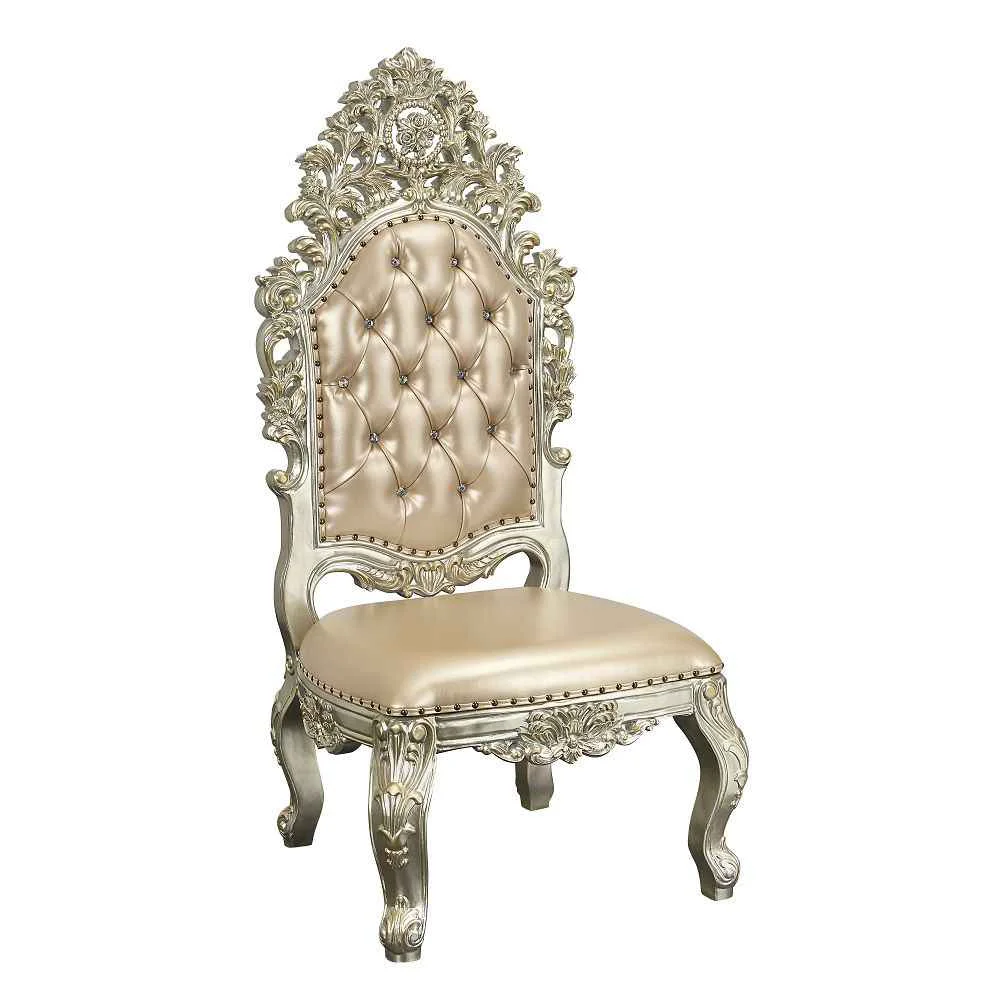 High-Grade Sorina - Side Chair Set of 2 - Synthetic Leather Antique Gold Fashionable