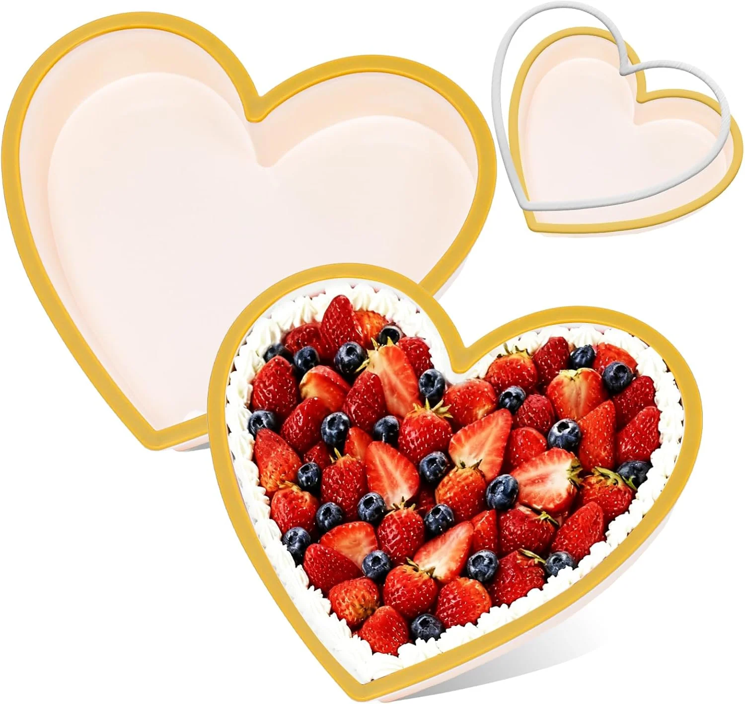 Practical FUNBAKY Metal Reinforced Frame Silicone Heart Shaped Cake Pans - 10 Inch Nonstick Molds for Cake Pan Reusable and Easy to Release Food Grade Silicone for Oven Dishwasher zer 2 Pack High-Grade