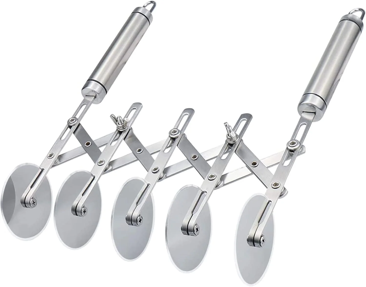 Next-Generation 5 Wheel Pastry Cutter Stainless Pizza Slicer Multi-Round Dough Cutter Roller Cookie Pastry Knife Divider with Handle Organic