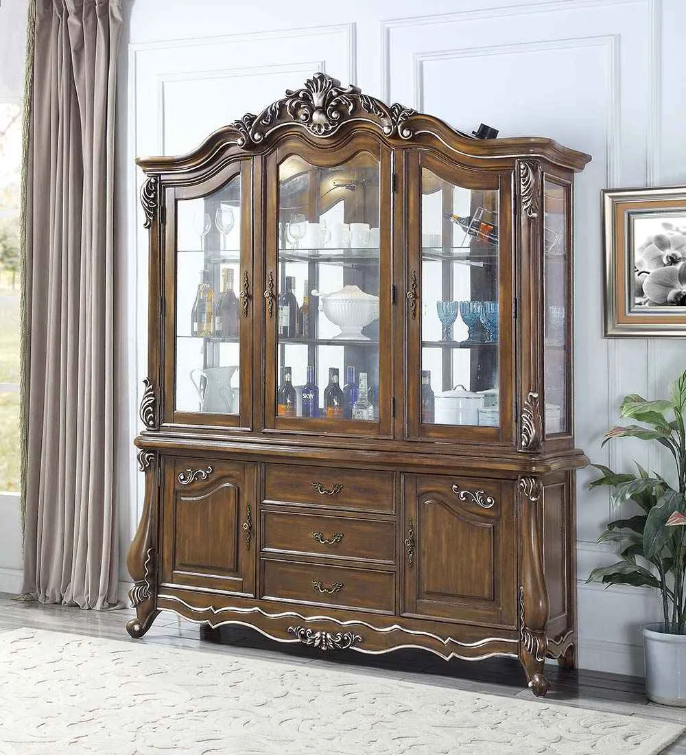 Reusable Latisha - Buffet Hutch - Antique Oak Outstanding