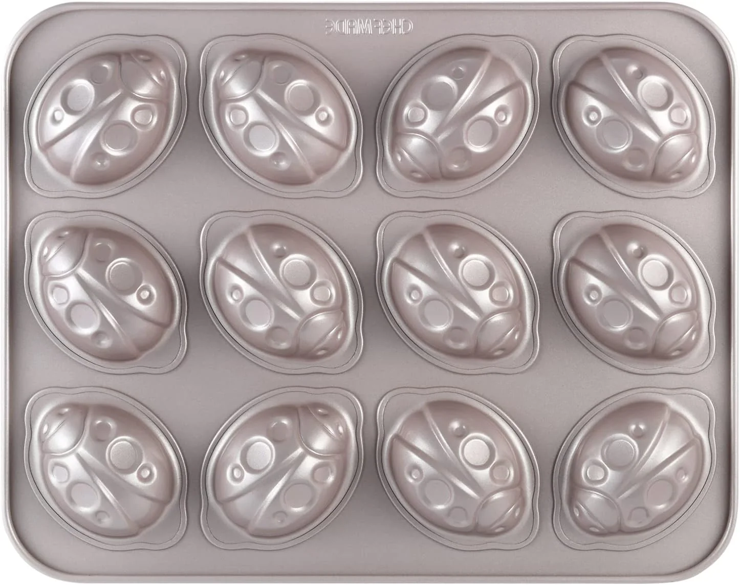 Relaxed Chefmade Beetle Cake Pan 12-Cavity Non-Stick Animal Muffin Bakeware for Oven Baking Champagne Gold Lightweight