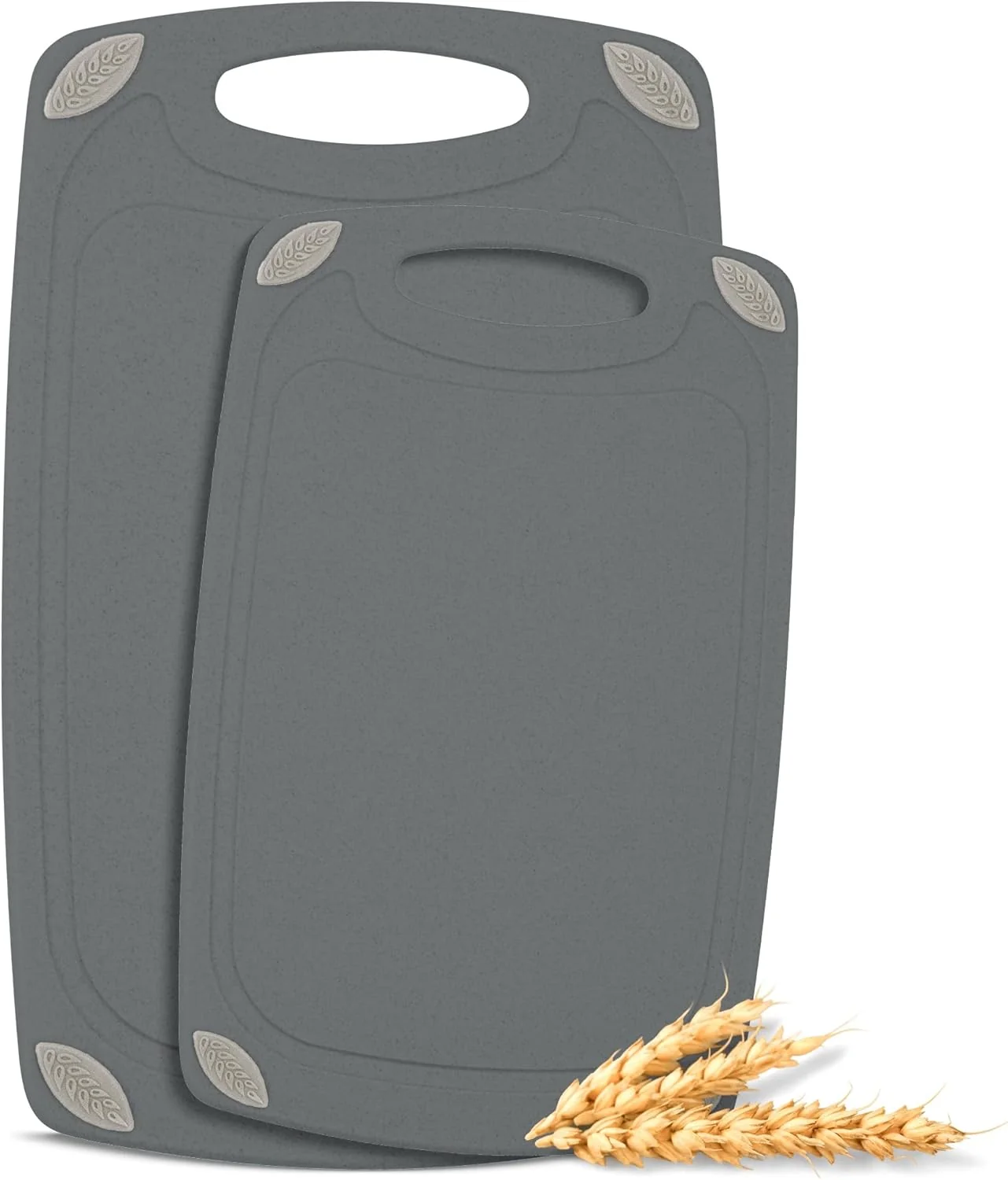 Artisan 2-Piece Reversible Cutting Board Set Made from Natural Food Grade Wheat Straw Material - Eco-Conscious to Plastic Secure