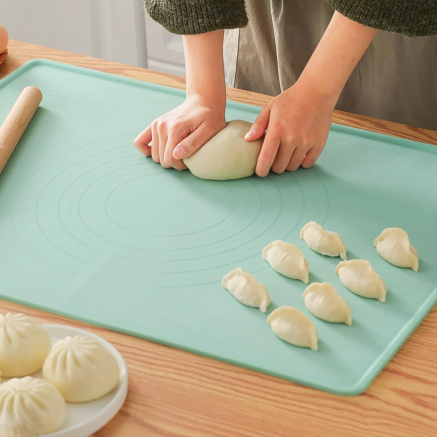 Pure Silicone Baking Mat 20 X28 Extra Large Non-stick Silicone Mat With High Edge Food Grade Silicone Dough Rolling Mat For Making Cookies Macarons High-End